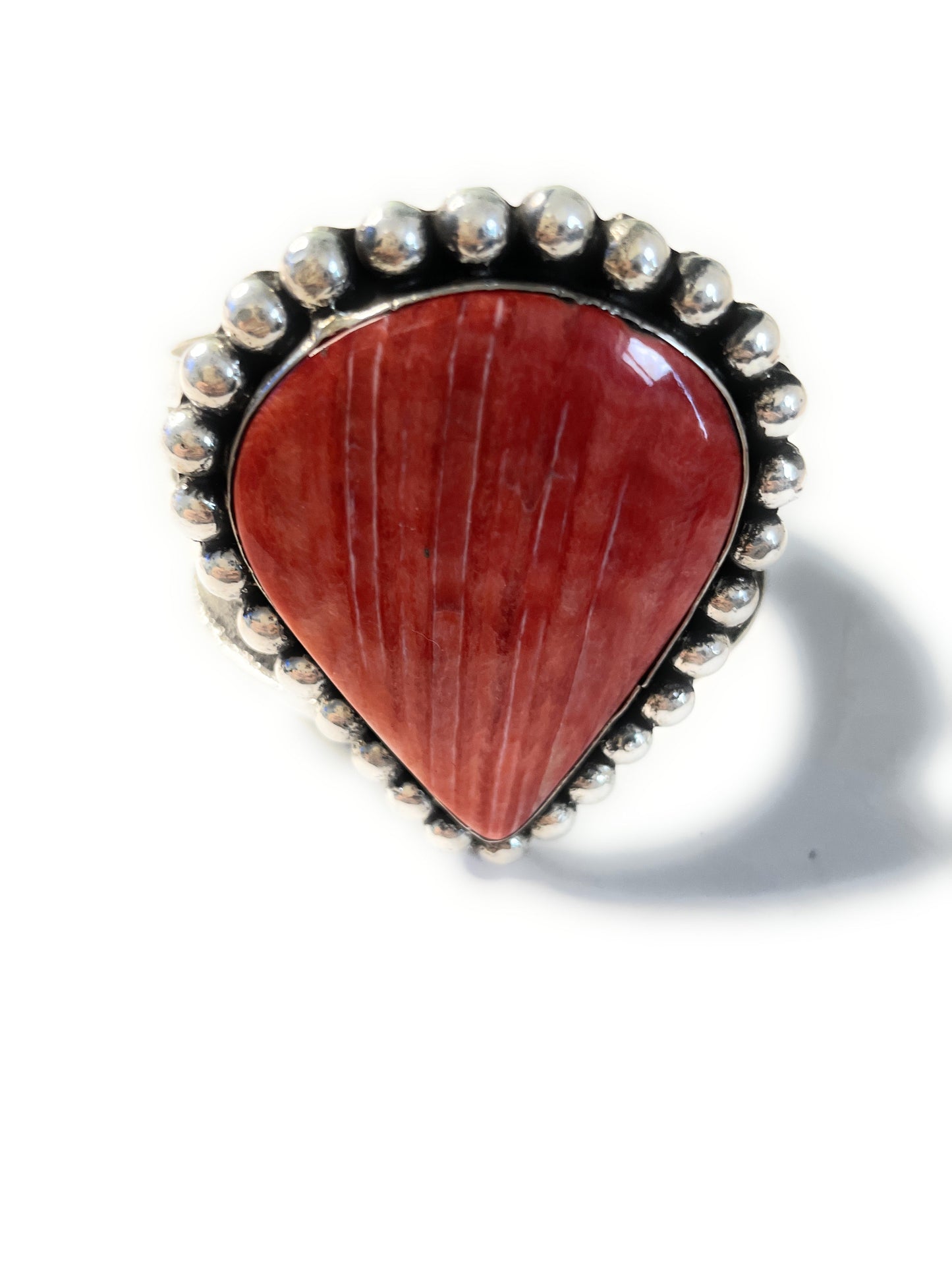 Handcrafted Orange Spiny And Sterling Silver Cuff Bracelet