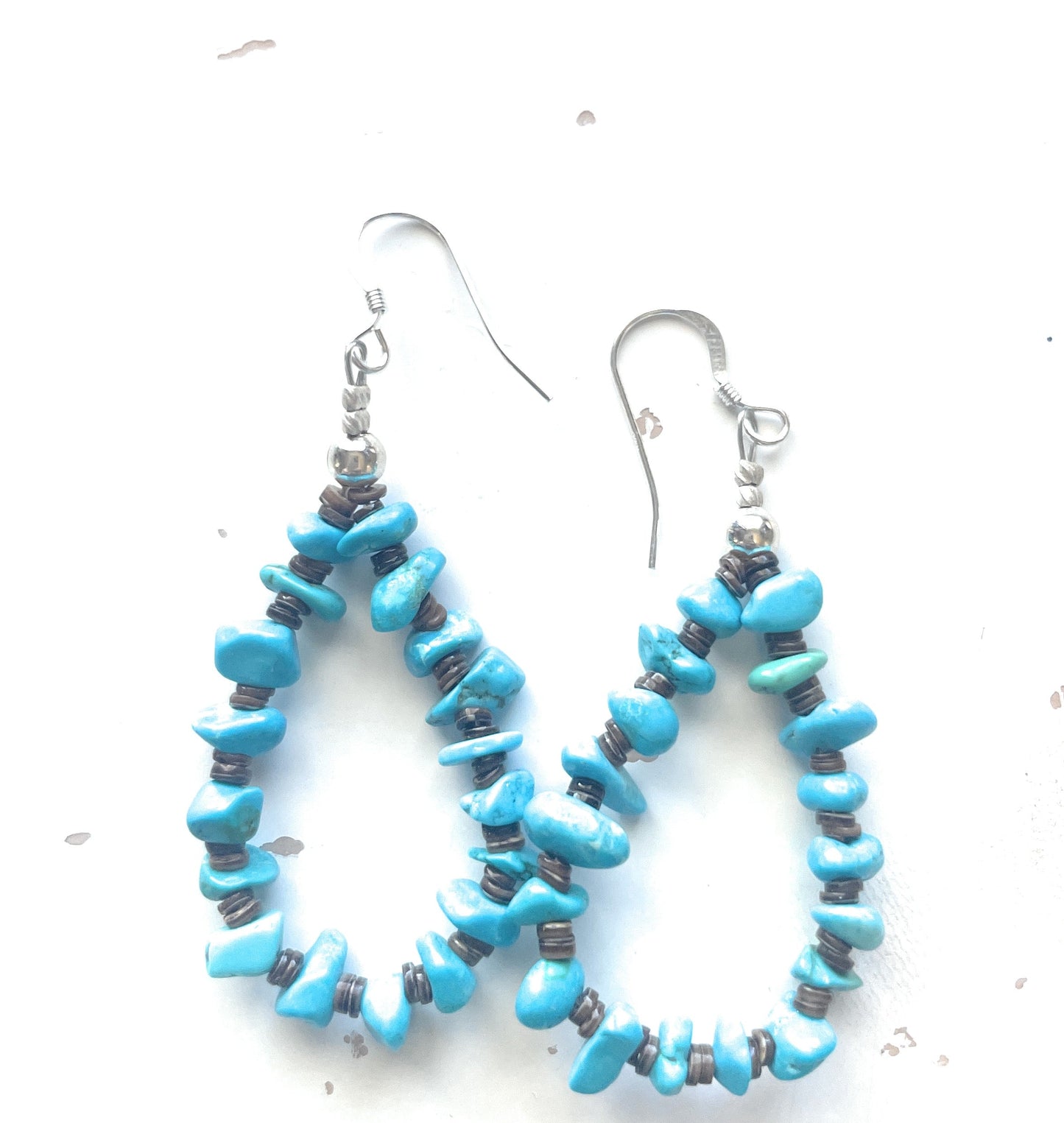 Handcrafted Sterling Silver Turquoise Chips Earrings- Small