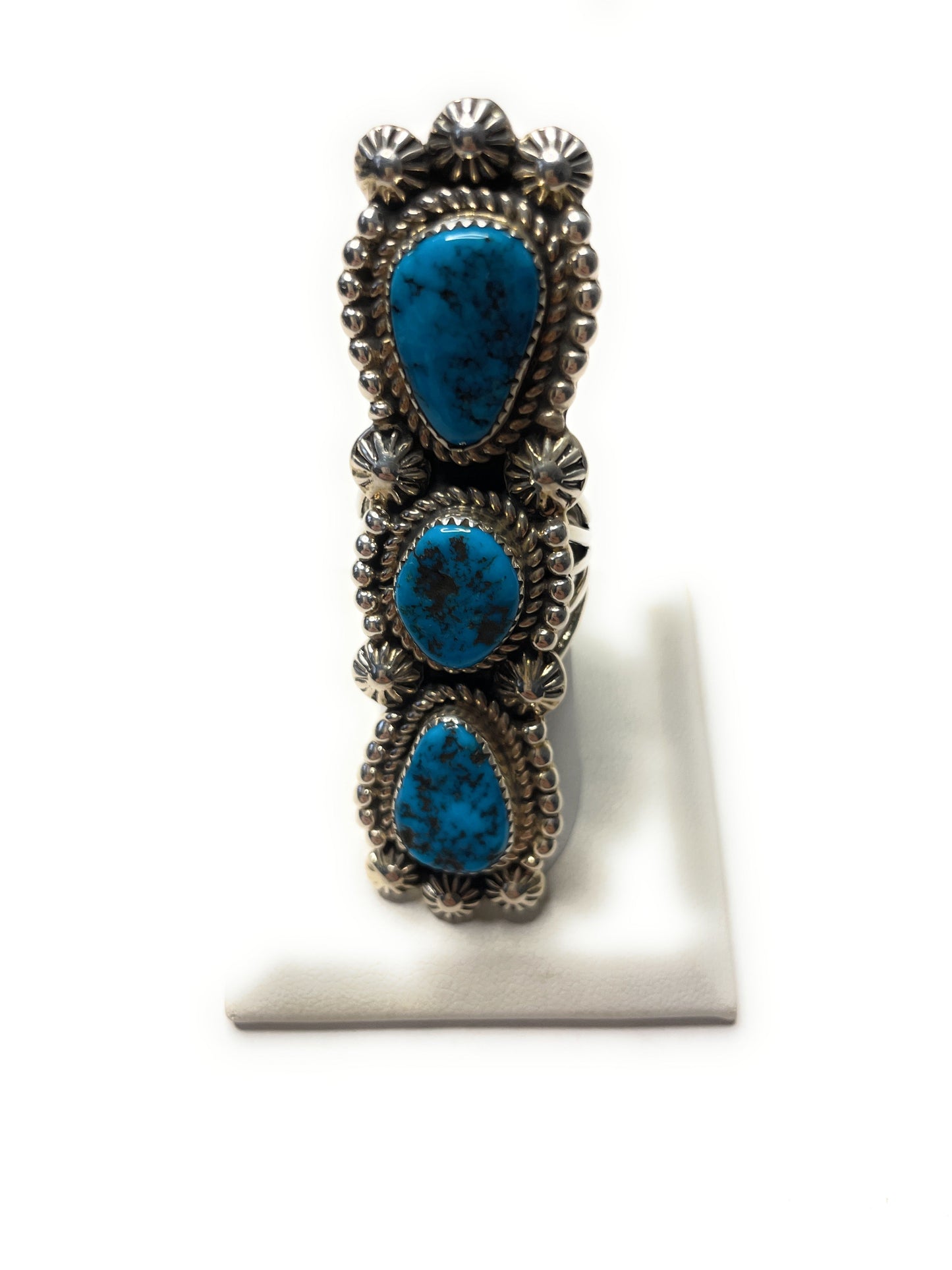 Handcrafted Turquoise And Sterling Silver Statement Ring Sz 9