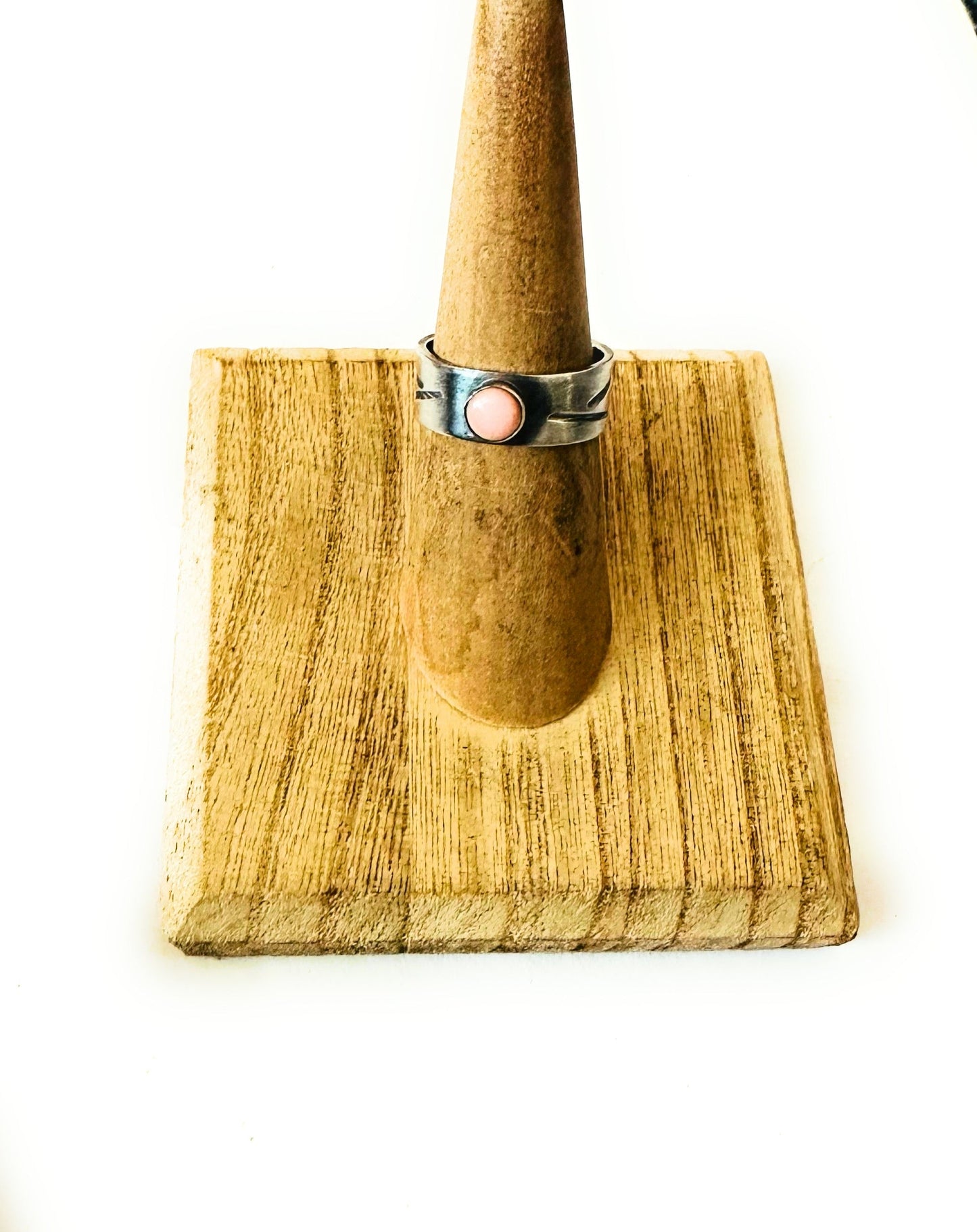 Handcrafted Sterling Silver and Queen Pink Conch Shell Band Ring