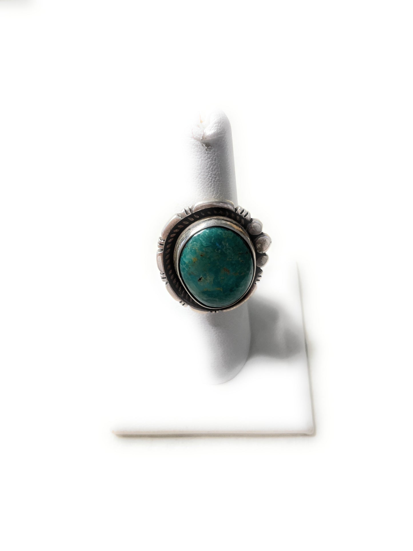 Old Pawn Handcrafted Sterling Silver & Turquoise Ring Size 6.5
