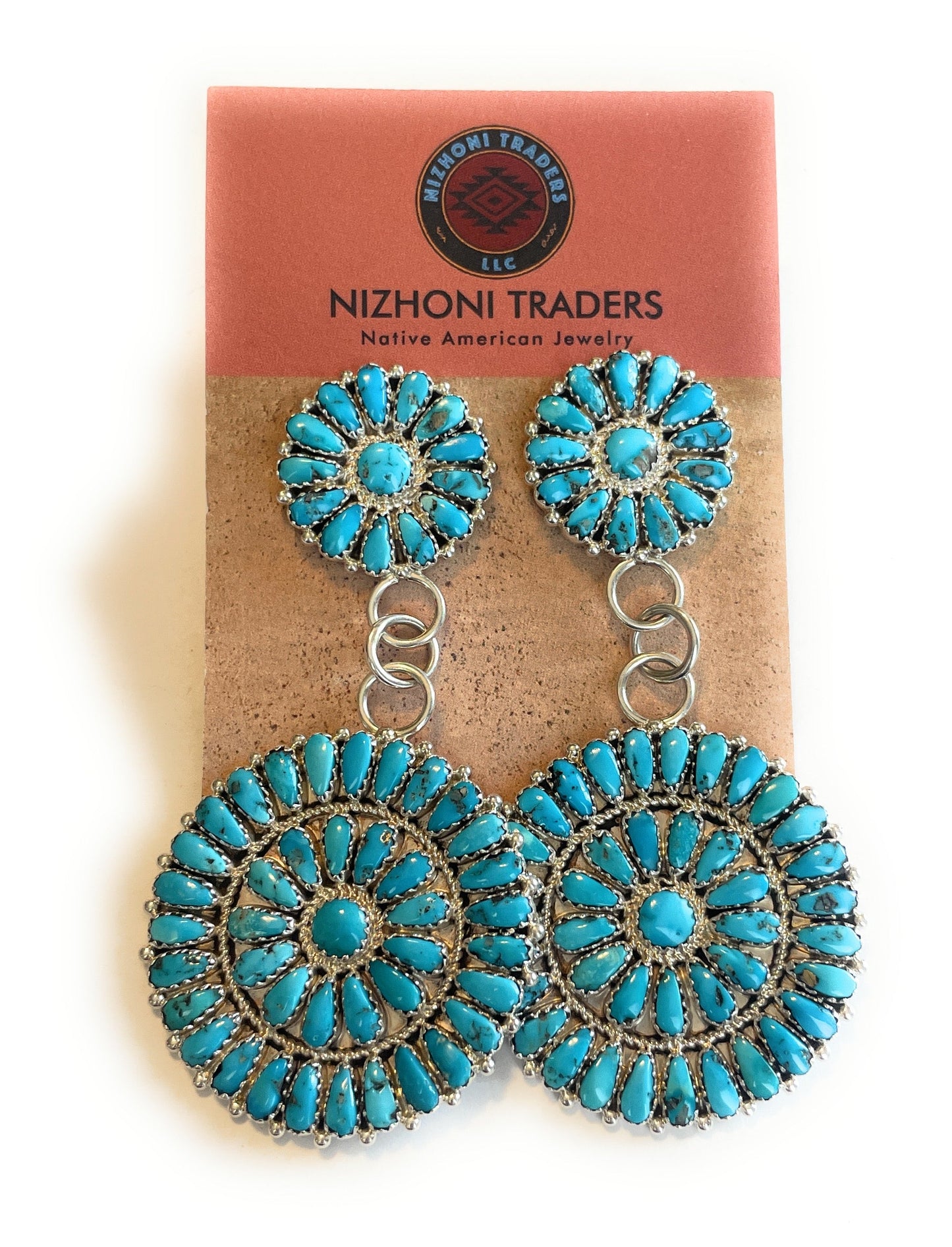 Handcrafted Sleeping Beauty Turquoise Sterling Silver Dangle Earrings