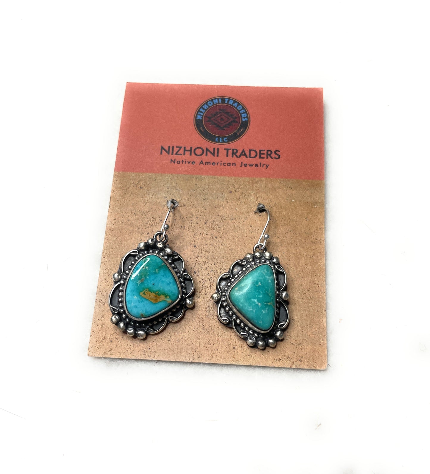 Navajo Sterling Silver & Turquoise Dangle Earrings Signed Sheila Becenti
