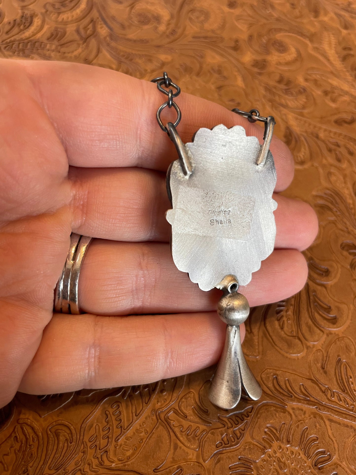 Handcrafted Sterling Silver And Turquoise Blossom Necklace Signed