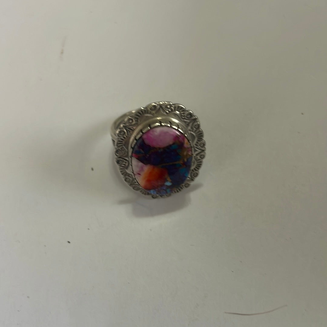 “Dreamy ” Handcrafted Pink Dream & Sterling Silver Ring Signed