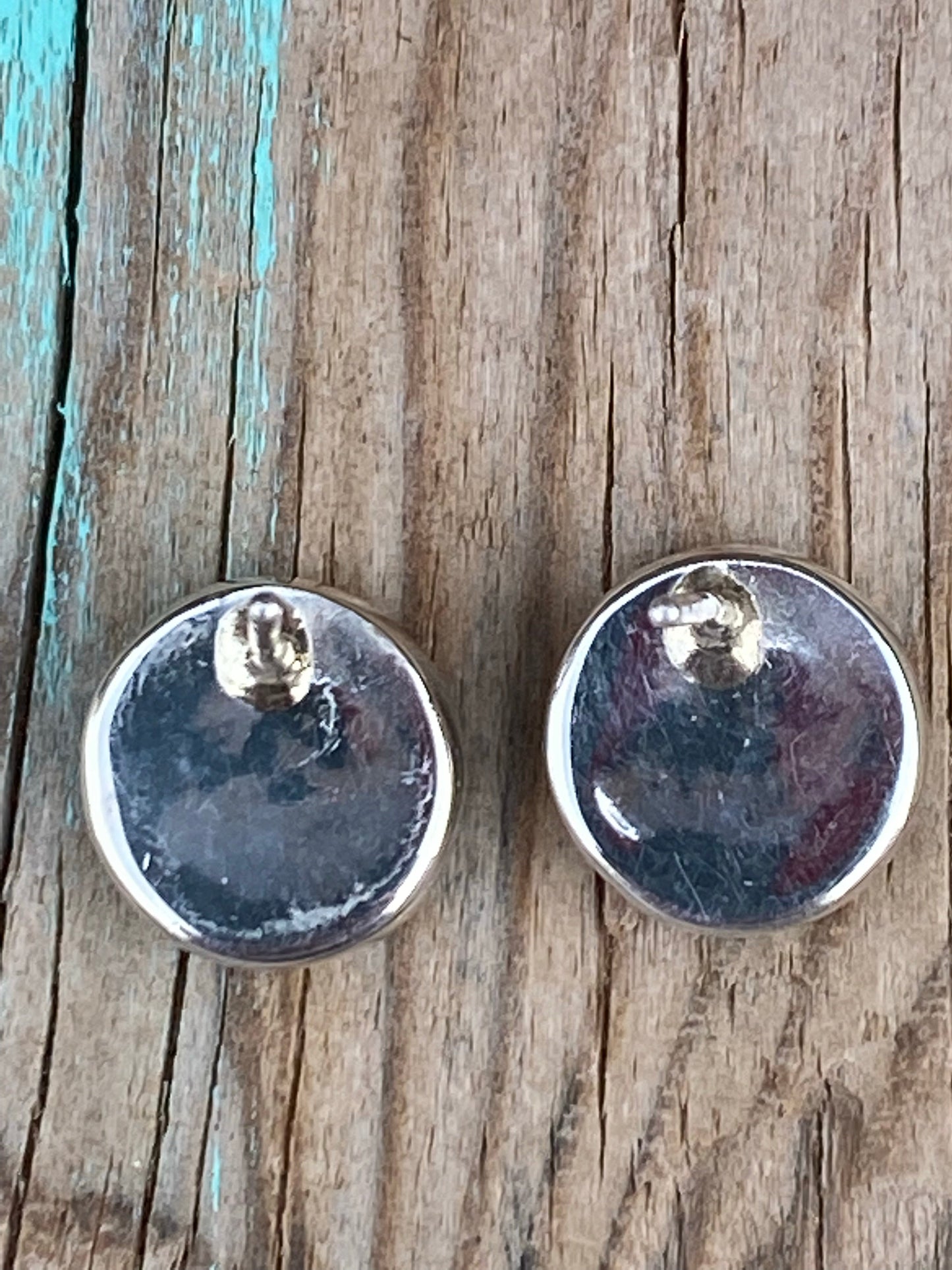 Handcrafted Turquoise & Sterling Silver button Stud Earrings