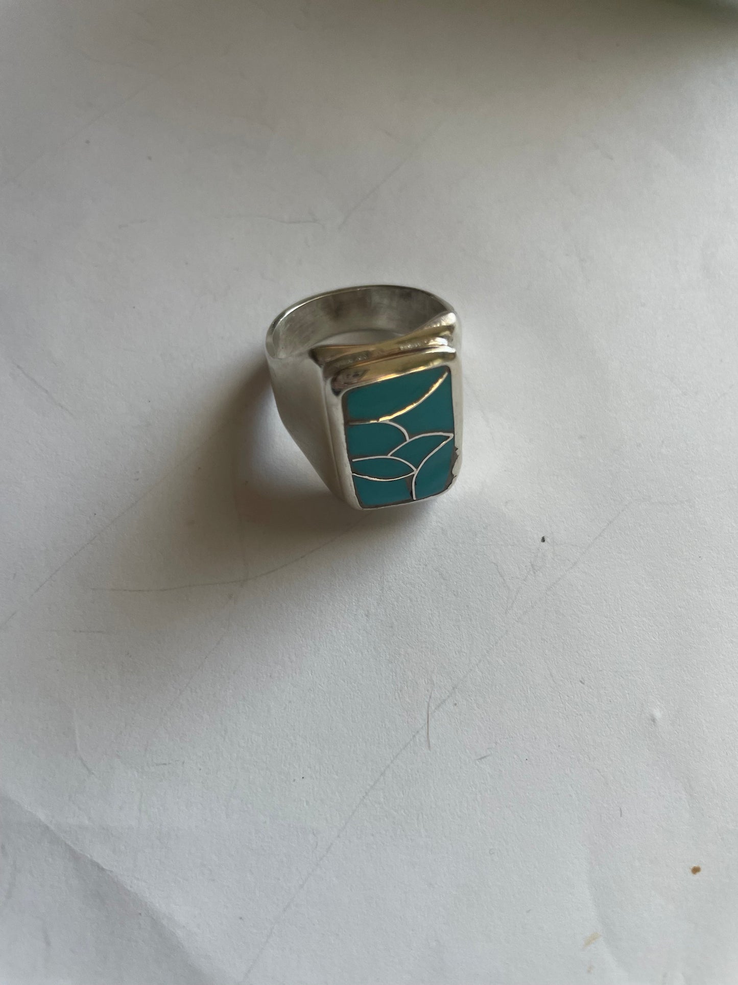 Handcrafted Sterling Silver & Turquoise Inlay Ring