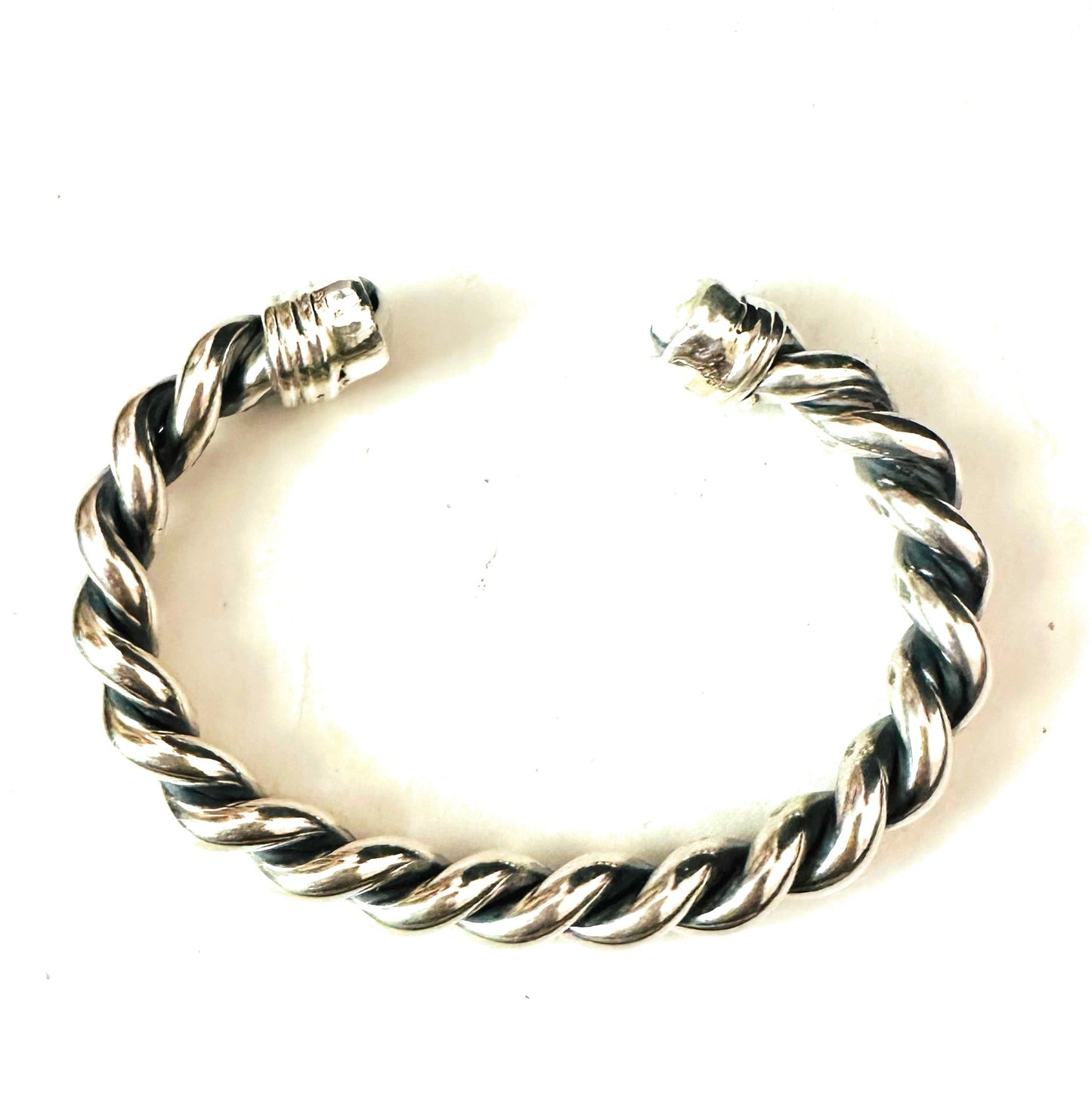 Handcrafted White Buffalo & Sterling Silver Twisted Floating Cuff Bracelet
