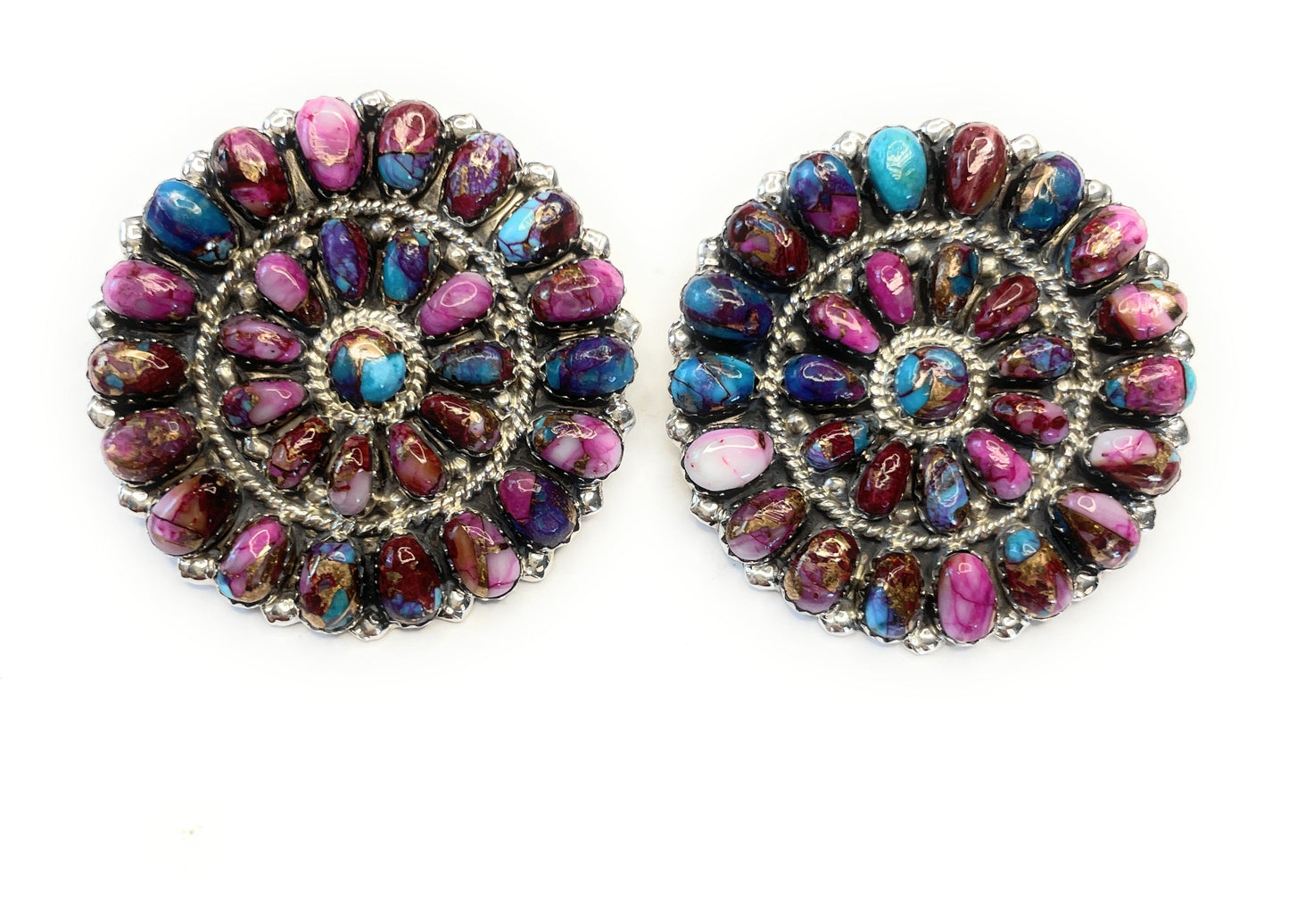 Navajo Sterling Silver Purple Dream Earrings Signed