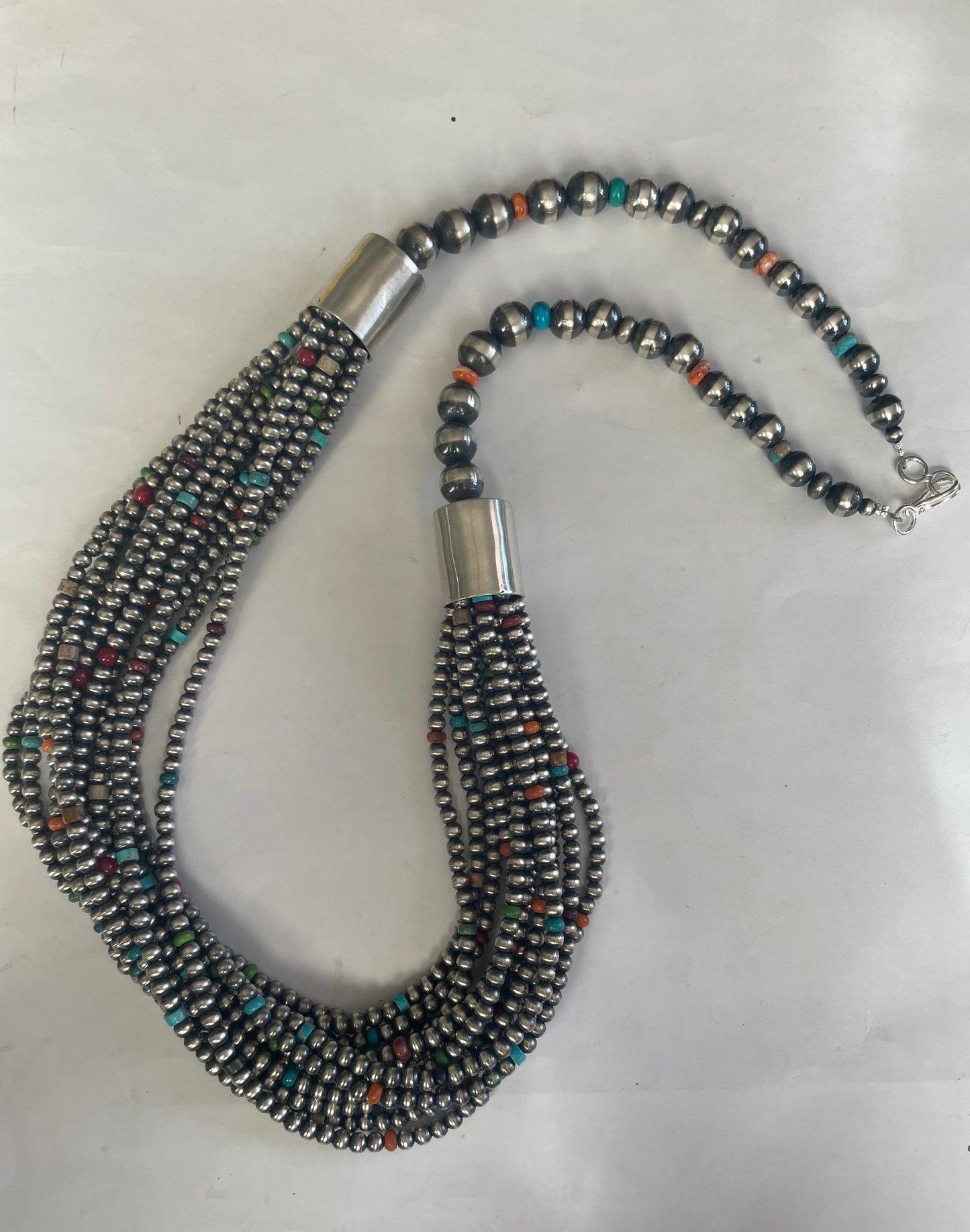 Handcrafted Pearl Multi Stone 4mm-10mm 12 Strand Necklace
