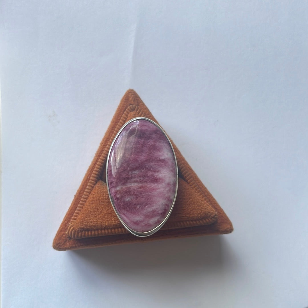 Handcrafted Sterling Silver & Purple Spiny Ring Size 5.5
