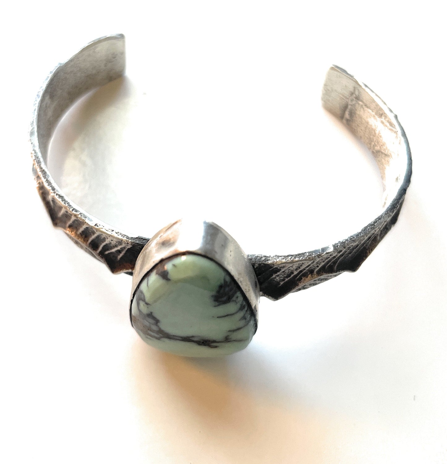 Handcrafted Golden Hills & Sterling Silver Tufa Cast Cuff Bracelet Signed