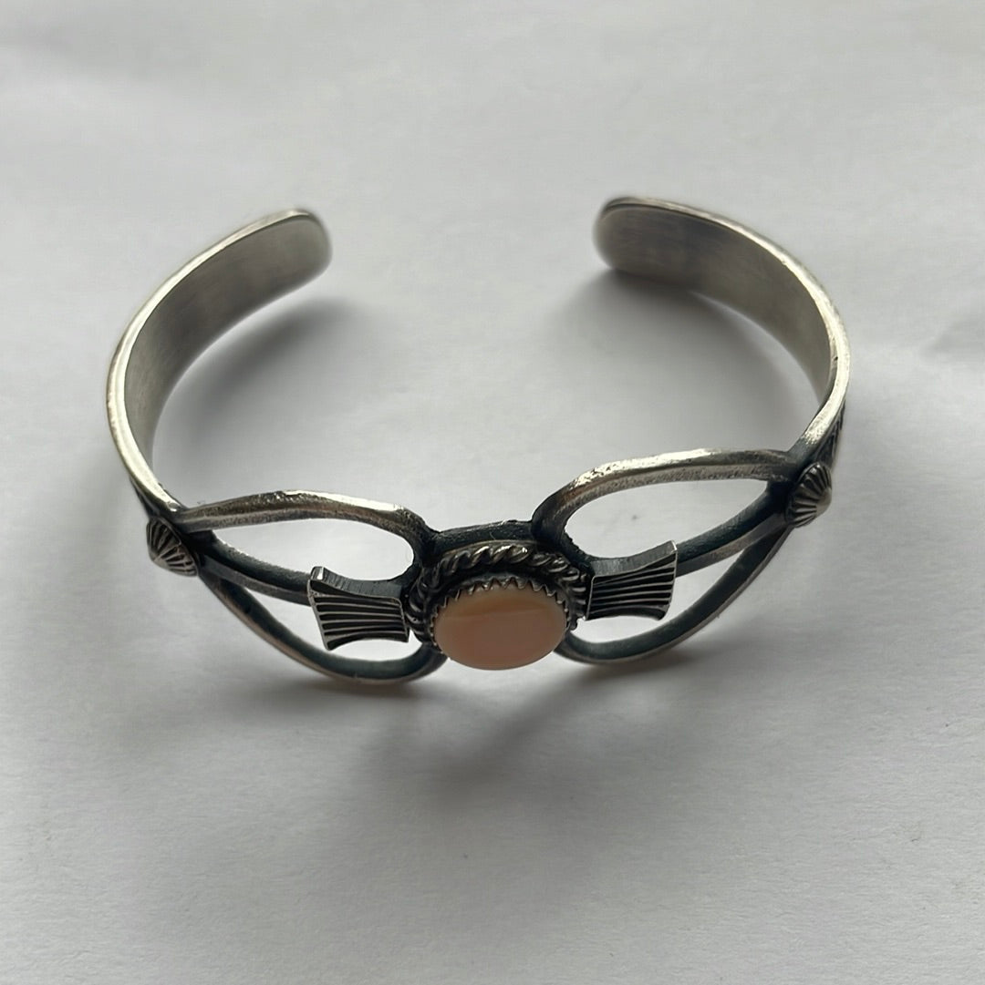 K Billah Handcrafted Pink Conch & Sterling Silver Adjustable Cuff Bracelet