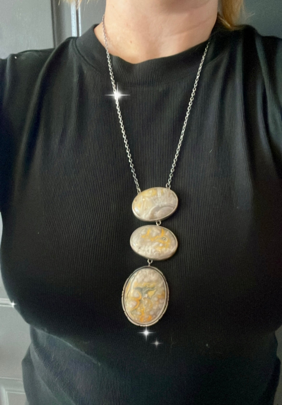 Handcrafted Bumblebee & Sterling Silver Lariat Necklace