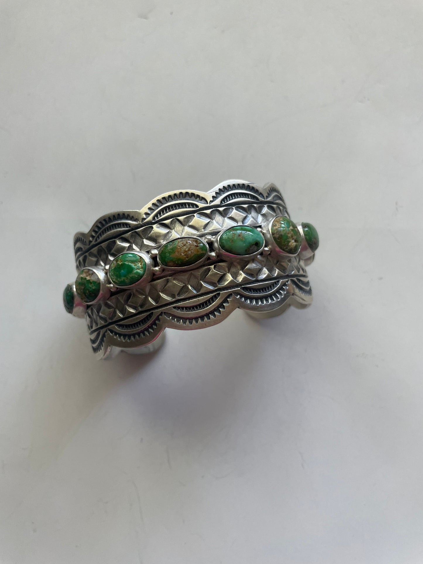 Handcrafted Sterling Sonoran Turquoise Bracelet Cuff Signed B Shorty /
