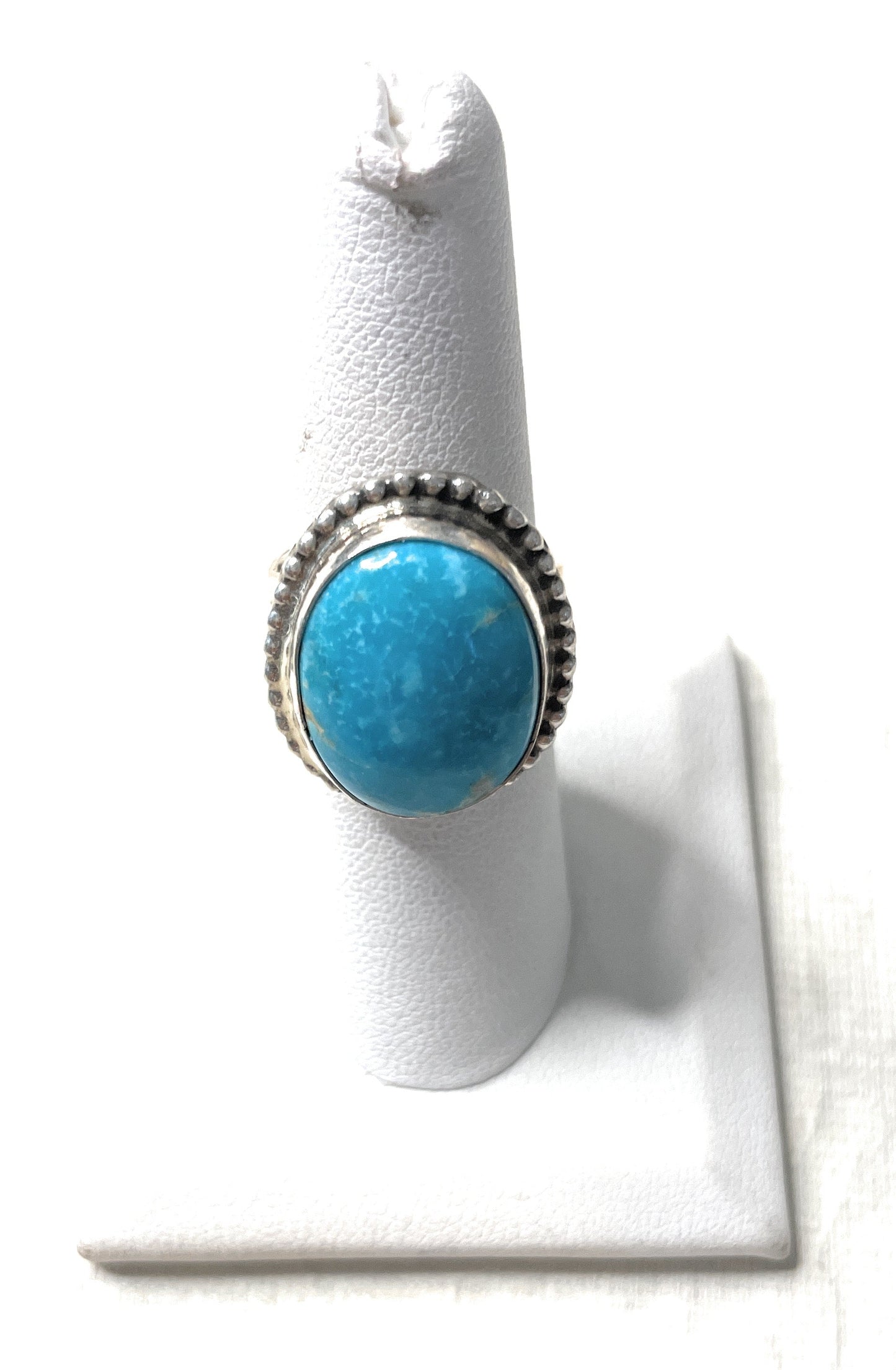 Old Pawn Handcrafted Sterling Silver & Light Blue Larimer Ring Size 7