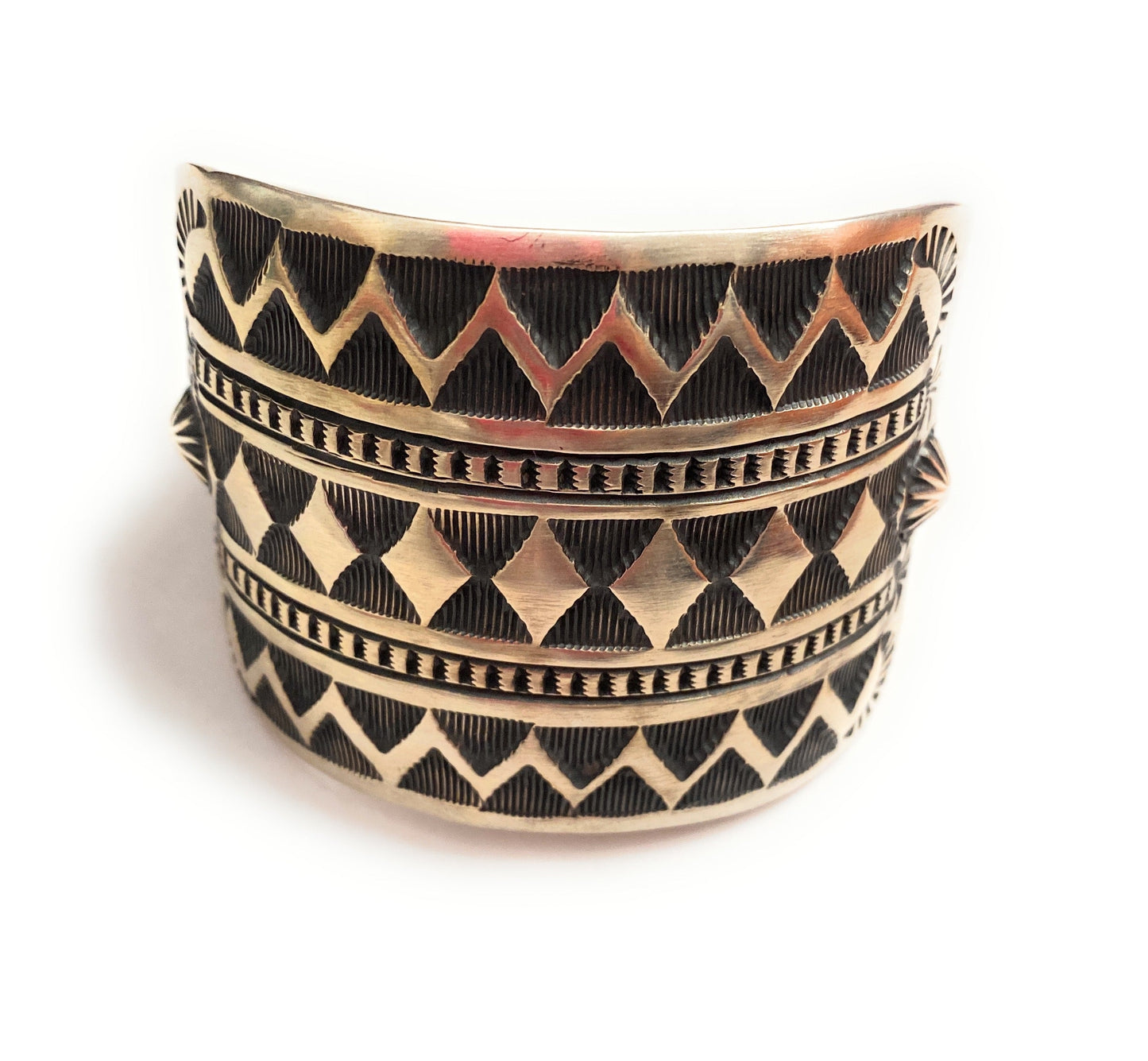 Handcrafted Stamped Sterling Silver Cuff Bracelet by Elvira Bill