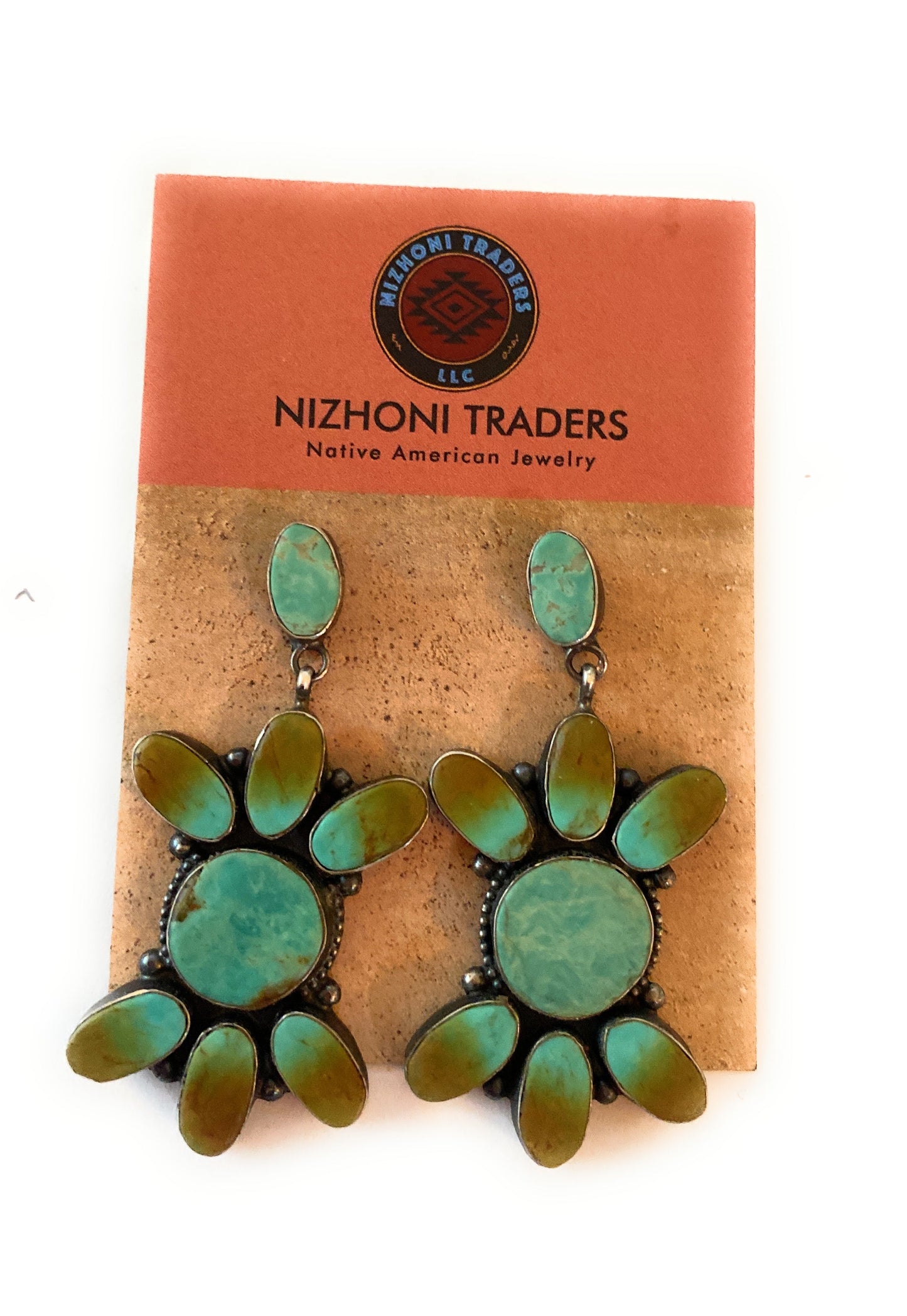 Handcrafted Jacqueline Silver Royston Turquoise & Sterling Silver Dangle Earrings