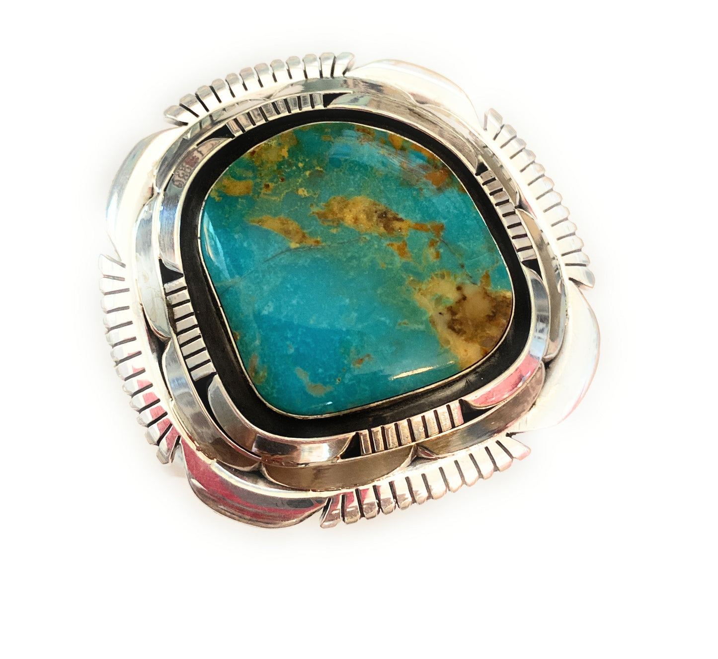 Handcrafted Royston Turquoise & Sterling Silver Cuff Bracelet Signed