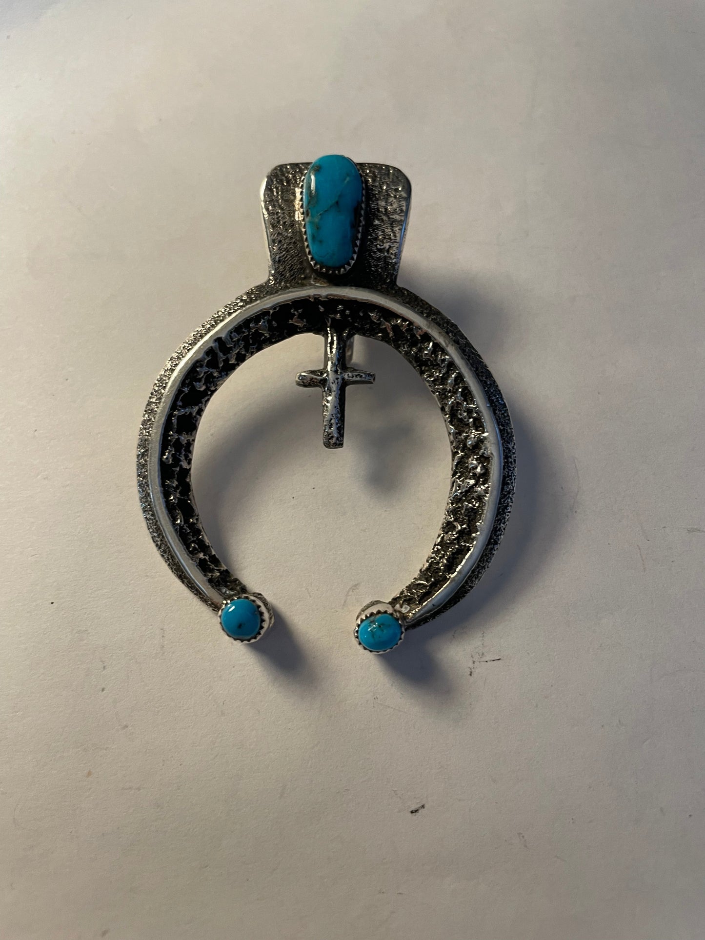 Handcrafted Turquoise & Sterling Silver Naja Pendant Signed
