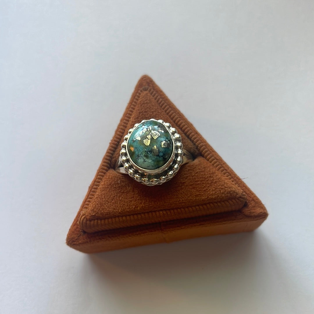 “The Andi” Handcrafted Morenci Turquoise Sterling Silver Ring Size 9.5