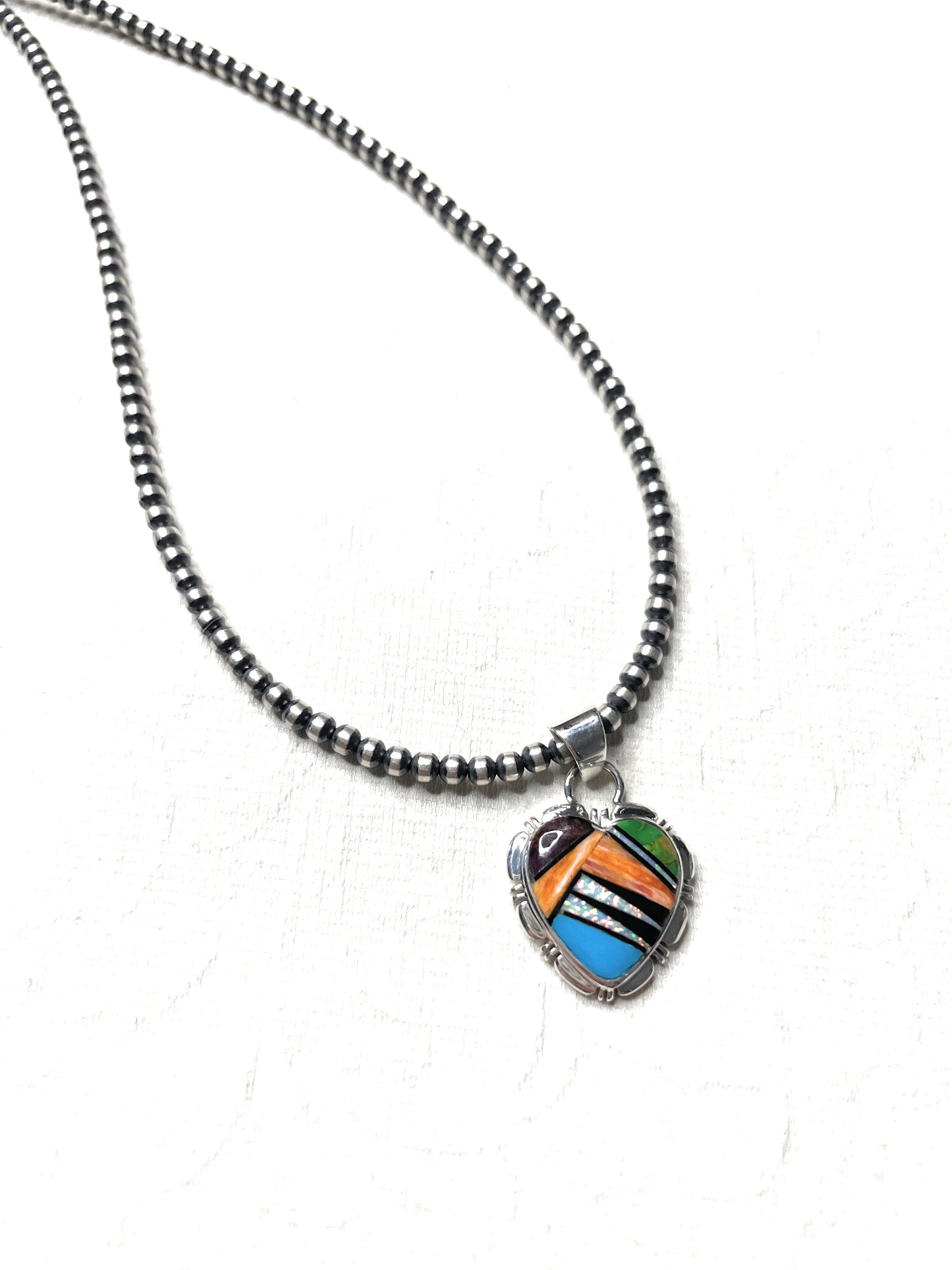Handcrafted Sterling Silver And Multi Stone Inlay Pendant