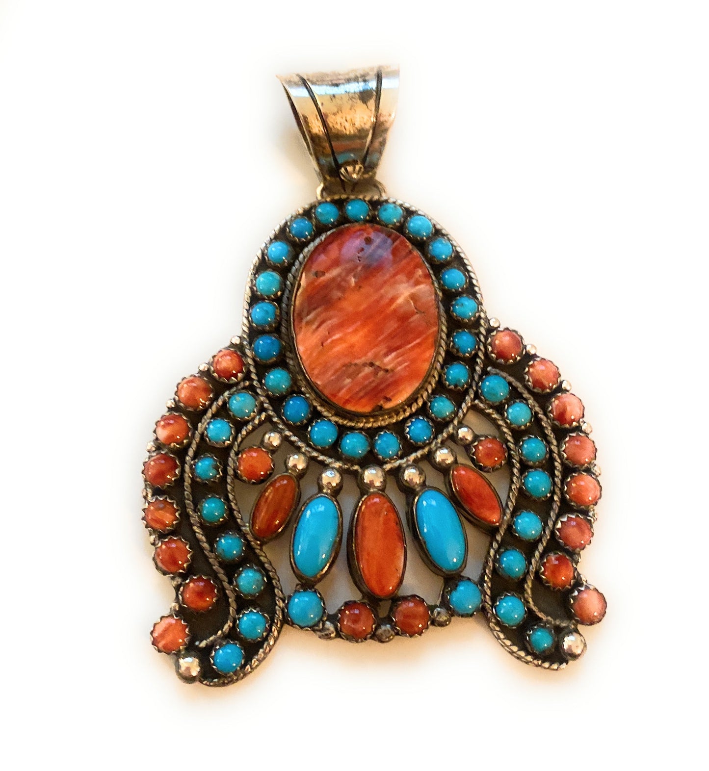 Handcrafted Sterling Silver & Multi Stone Cluster Pendant by Lorenzo James