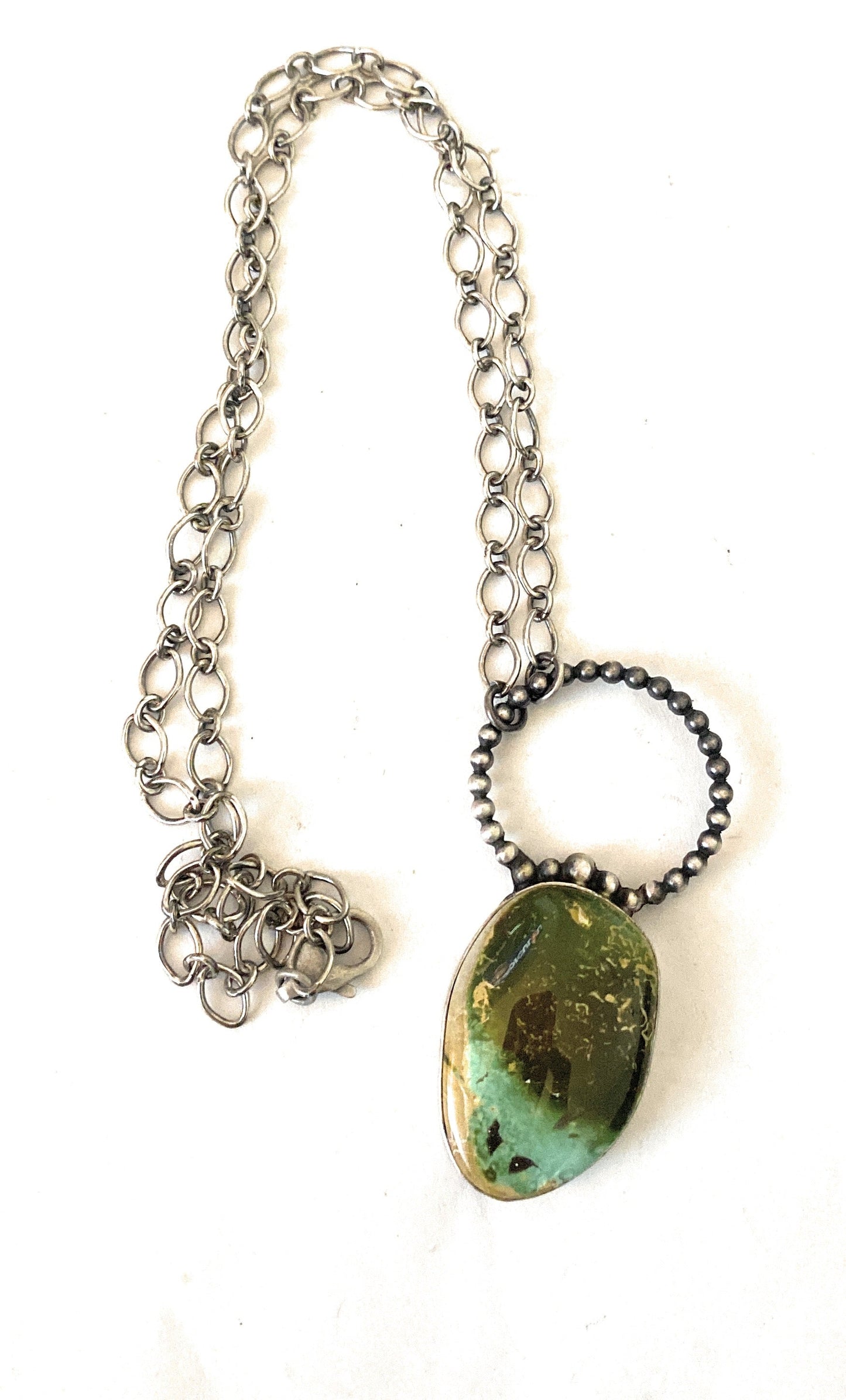 Handcrafted Sterling Silver & Royston Turquoise Necklace Signed