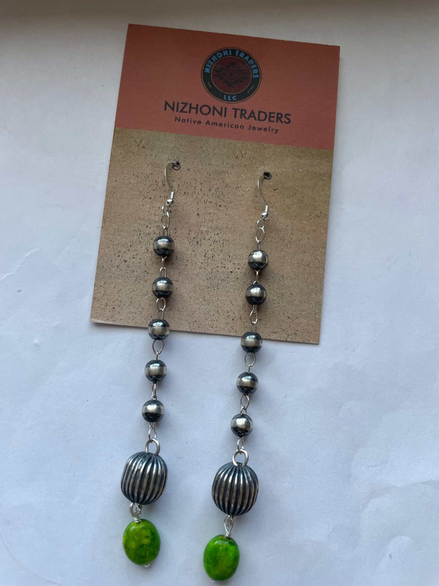 Handcrafted Pearl Sterling Silver Sonoran Turquoise Dangle Earrings