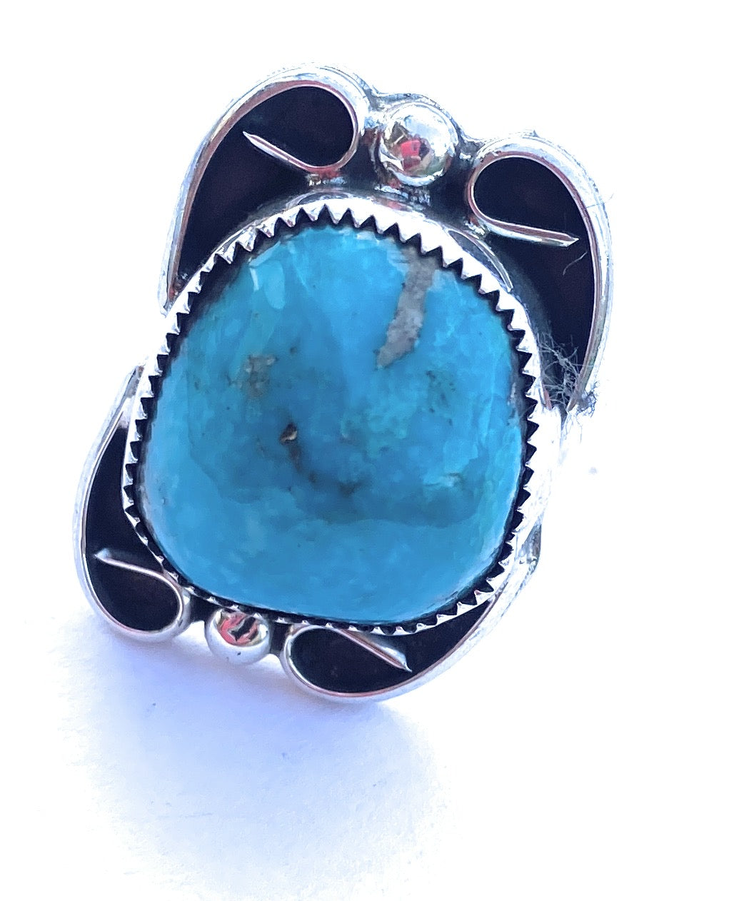 Handcrafted Turquoise & Sterling Silver Ring Size 6