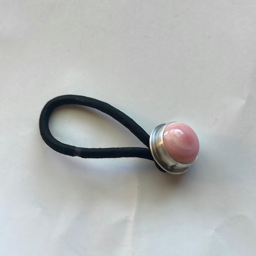 Handcrafted Pink Conch And Sterling Silver Hair Tie