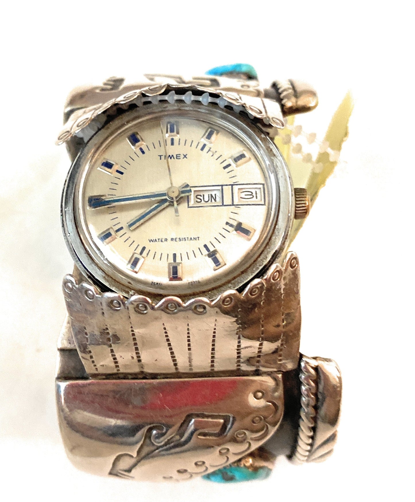 Old Pawn Vintage Handcrafted Turquoise & Sterling Silver Watch Cuff