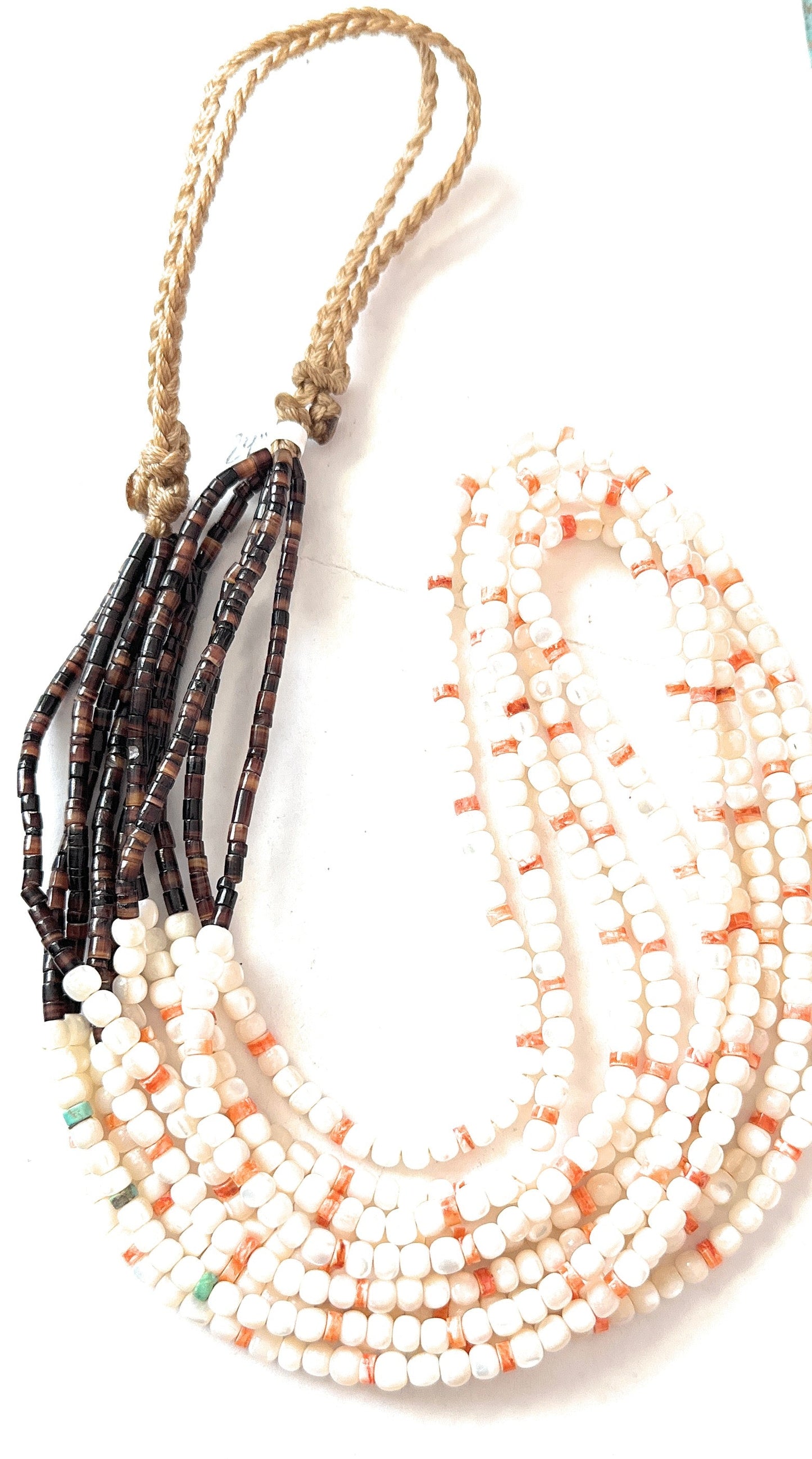 Handcrafted Mother of Pearl, Spiny & Heishi Beaded Necklace