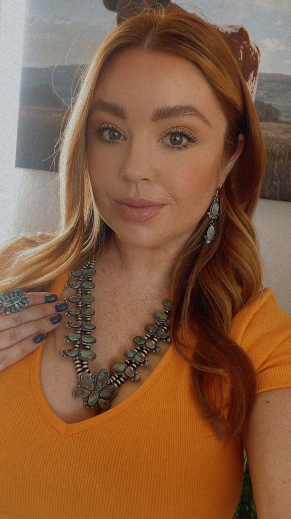 Royston Turquoise Squash Blossom Set By Handcrafted Artist Jacqueline Silver