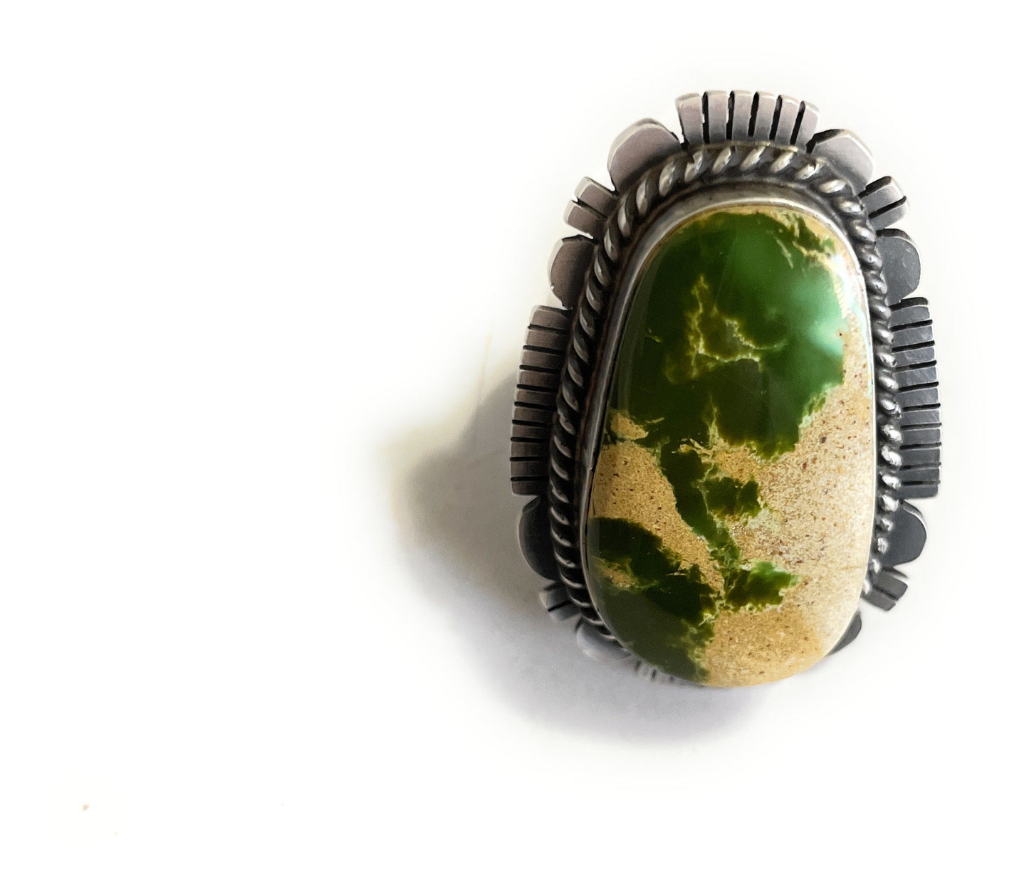 Navajo Turquoise & Sterling Silver Ring Size 8.5 Signed Russell Sam