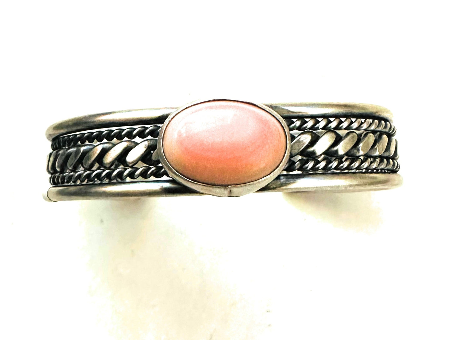 Handcrafted Queen Pink Conch Shell & Sterling Silver Cuff Bracelet