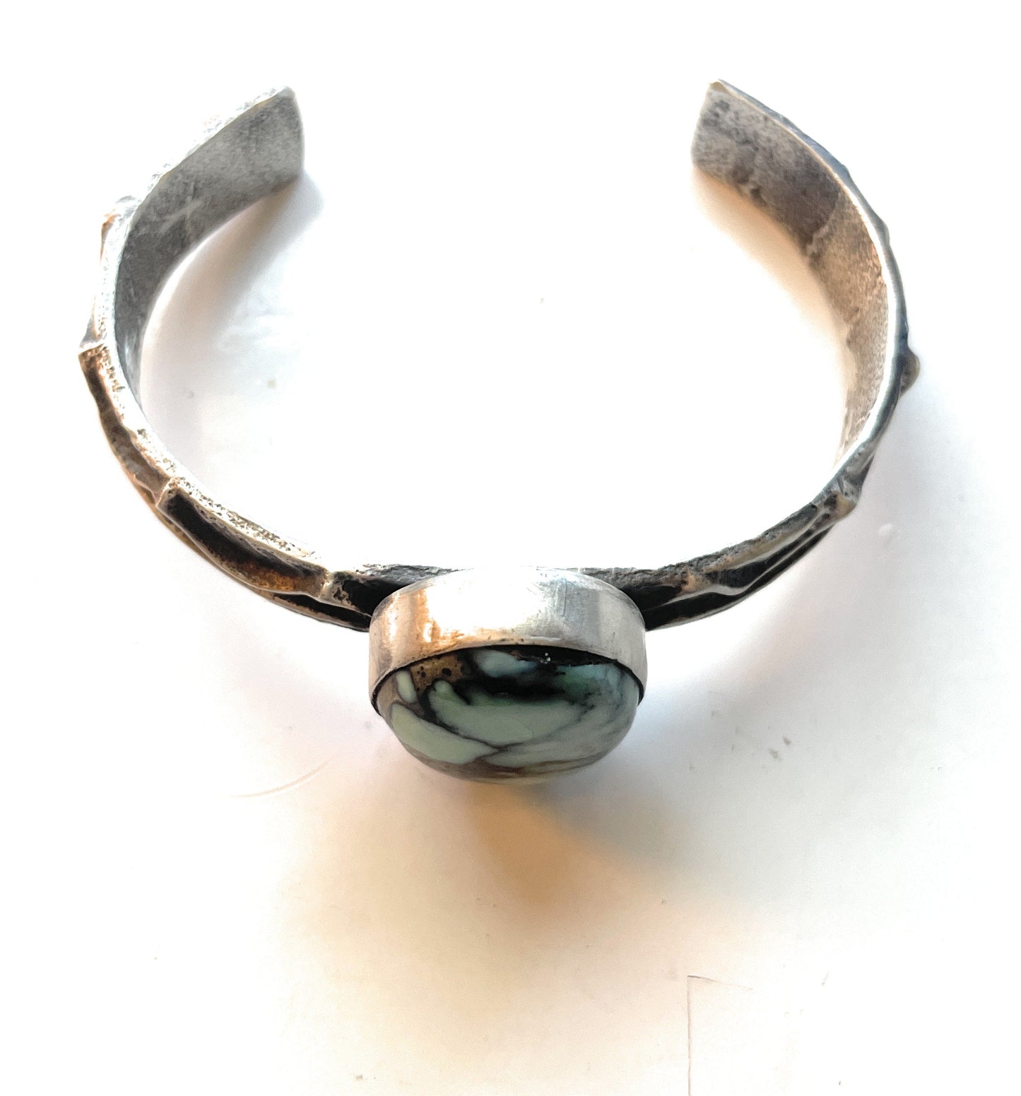 Handcrafted Golden Hills & Sterling Silver Tufa Cast Cuff Bracelet Signed