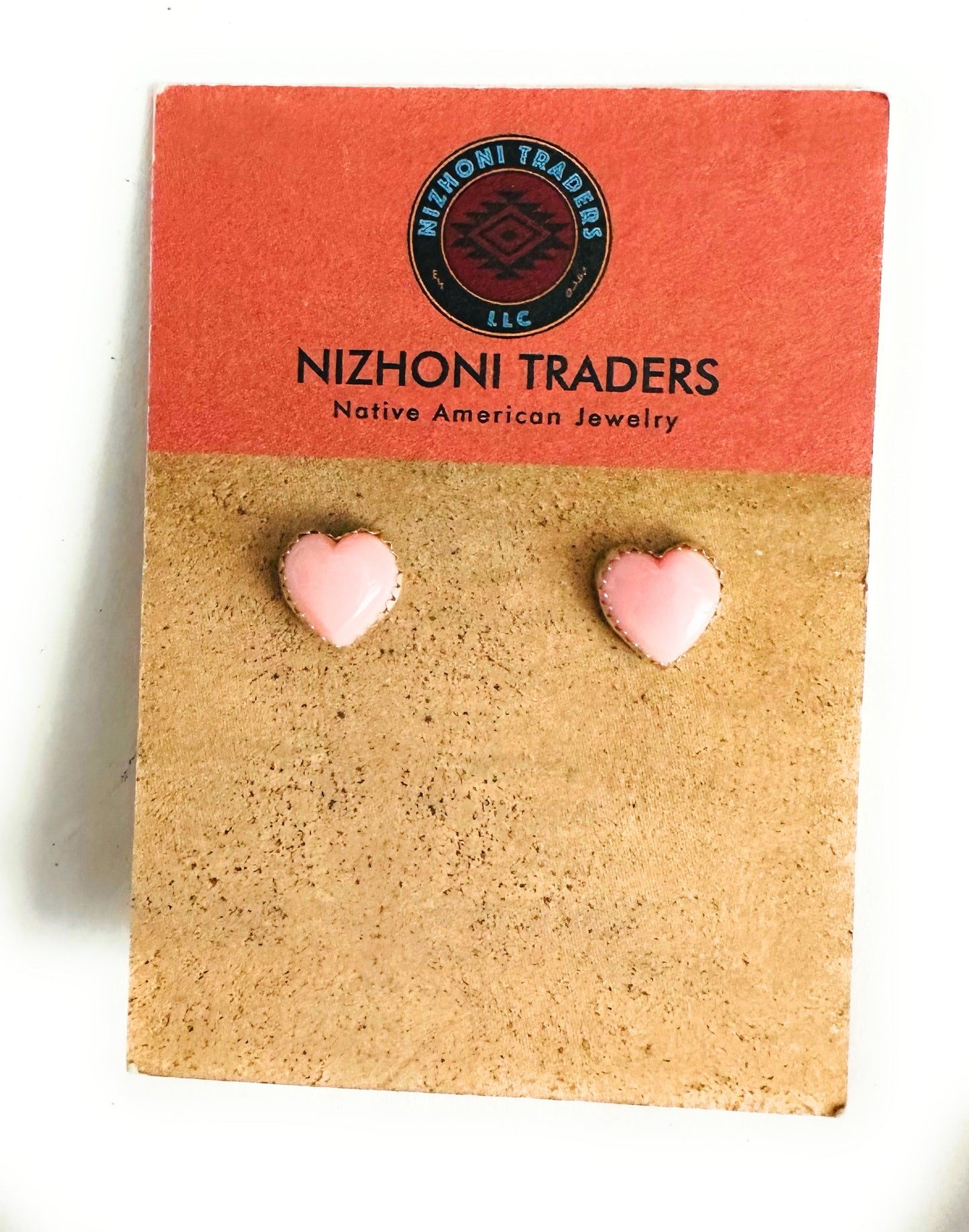 Handcrafted Queen Pink Conch & Sterling Silver Heart Stud Earrings