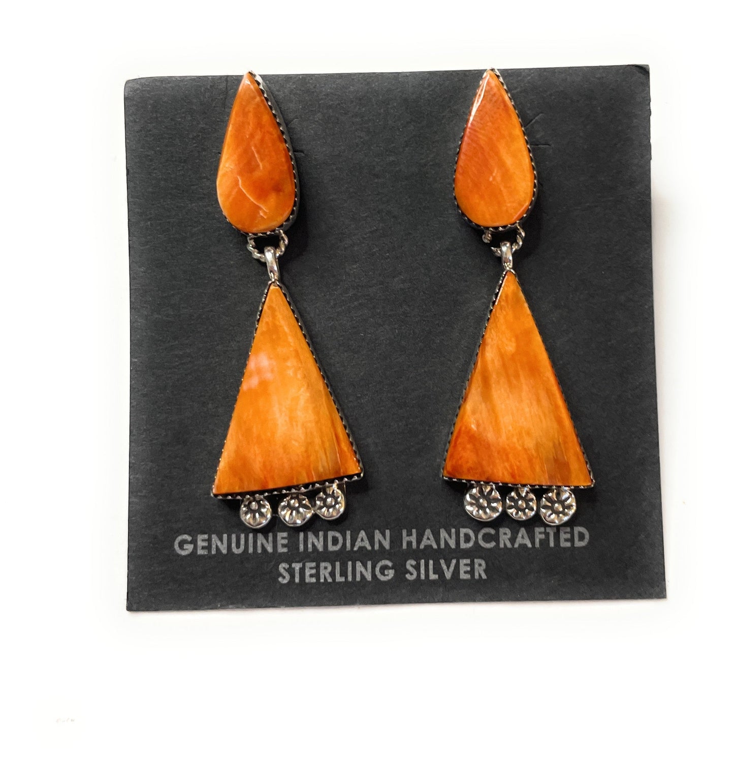 Handcrafted Sterling Silver And Coral Dangle Earrings
