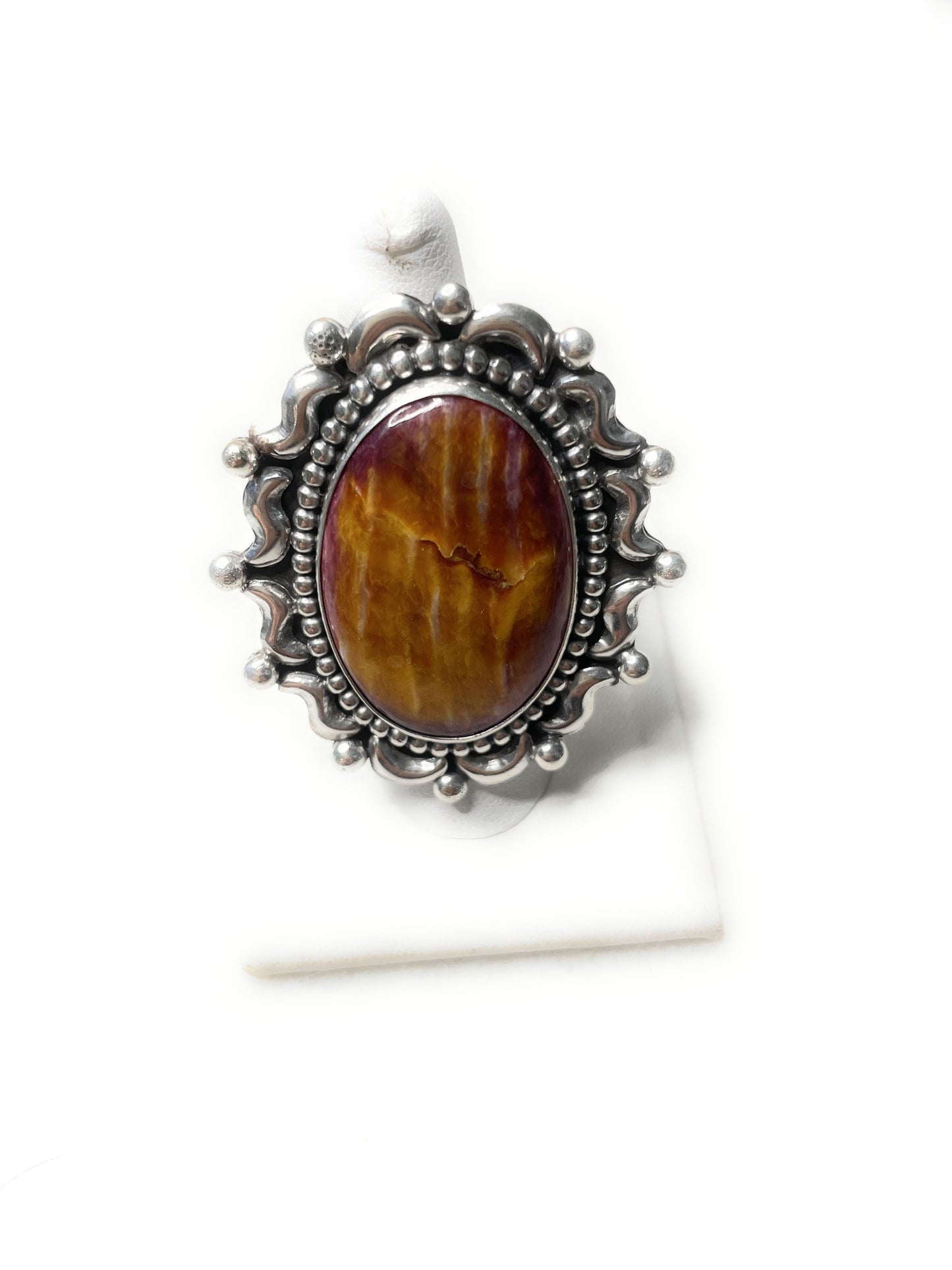 Handcrafted Spiny Sterling Silver Adjustable Ring Signed