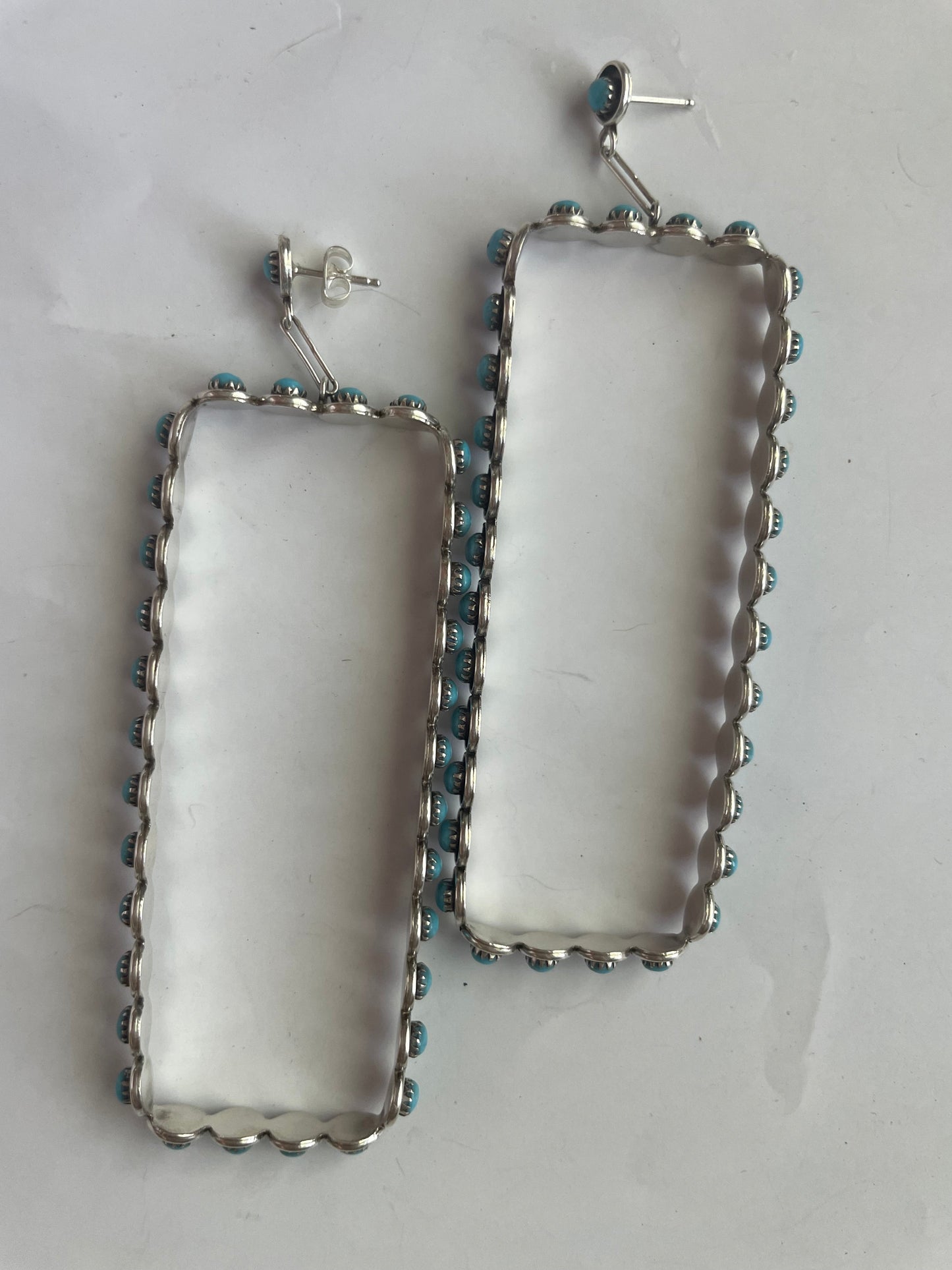 “The Zara” Handcrafted Turquoise & Sterling Silver Snake Eye Dangle Earrings