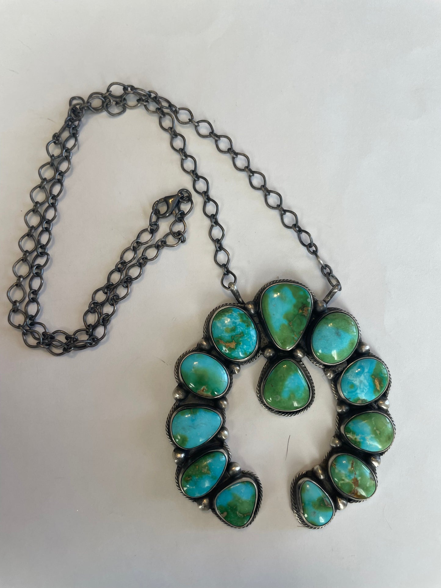 Handcrafted Sonoran Mountain Turquoise & Sterling Silver Naja Necklace
