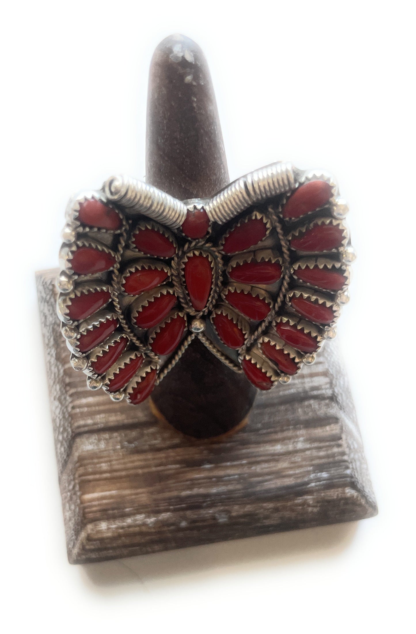 Handcrafted Coral And Sterling Silver Adjustable Butterfly Ring by Juliana Williams