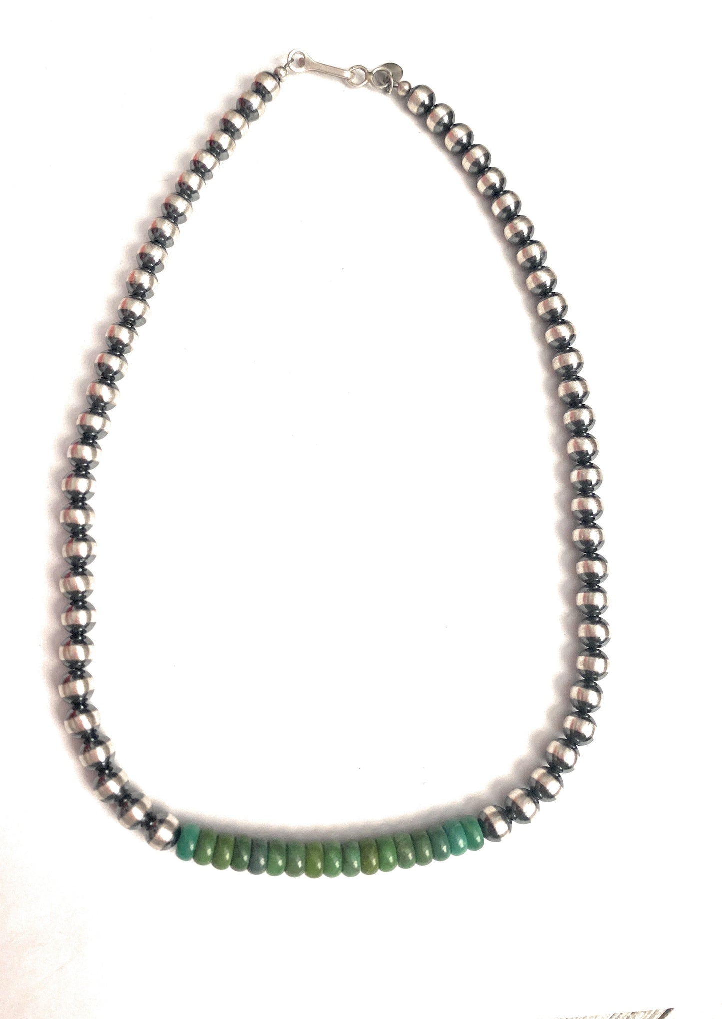 Handcrafted Turquoise & Sterling Silver Beaded 6mm Necklace