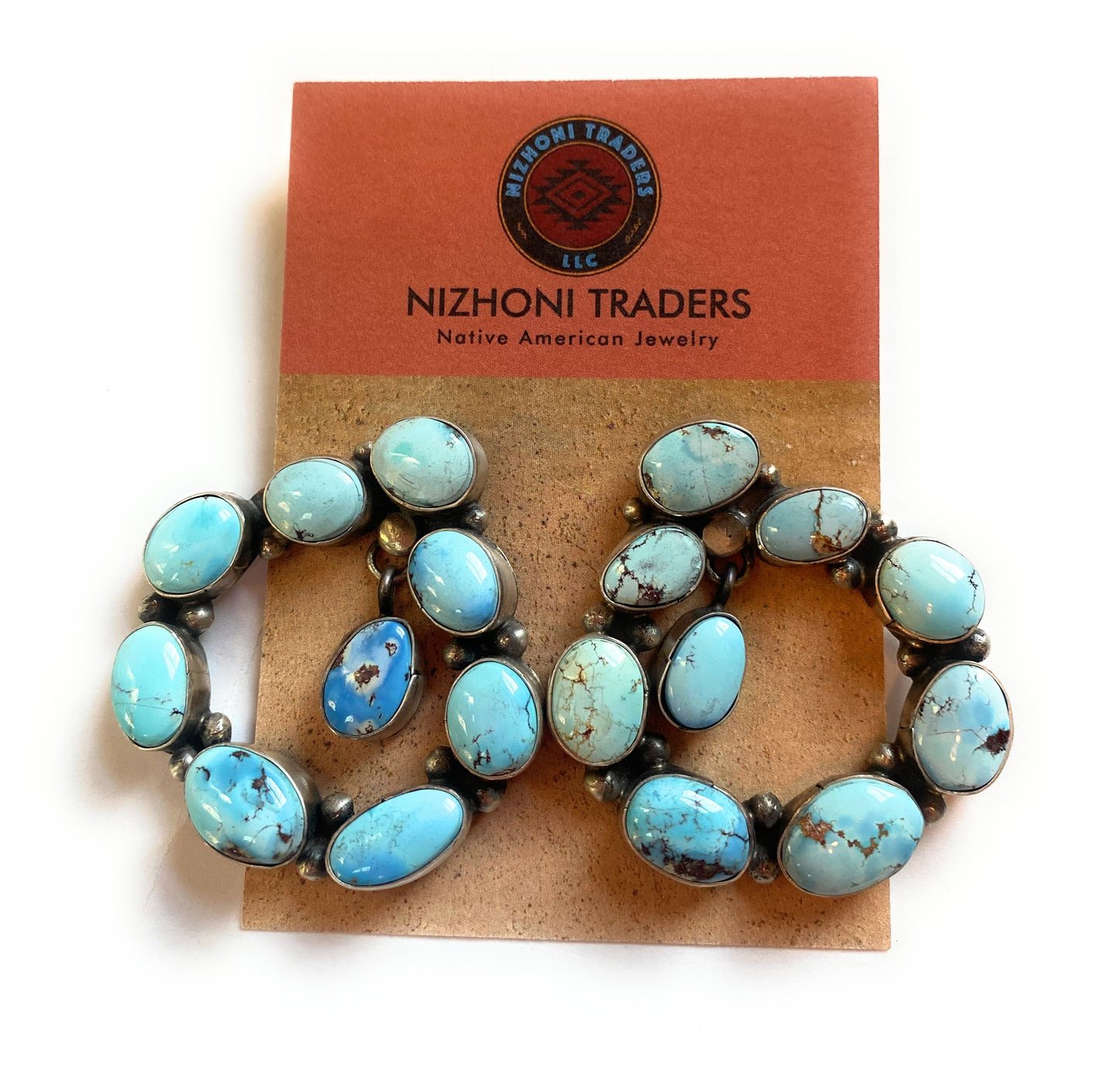 Handcrafted Sterling Silver & Golden Hills Turquoise Cluster Dangle Earrings