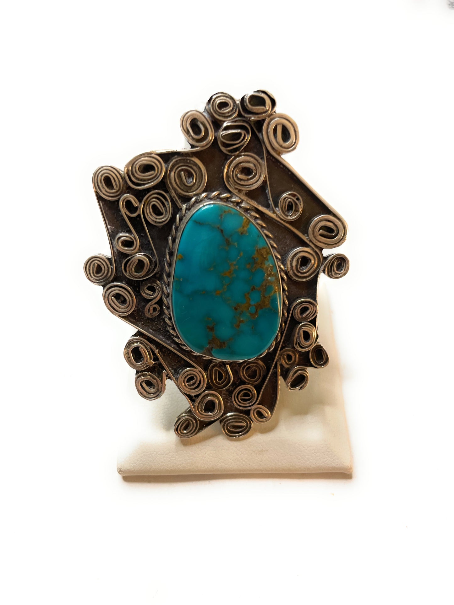 Kingman Turquoise And Sterling Silver Handcrafted Ring Size 8.5