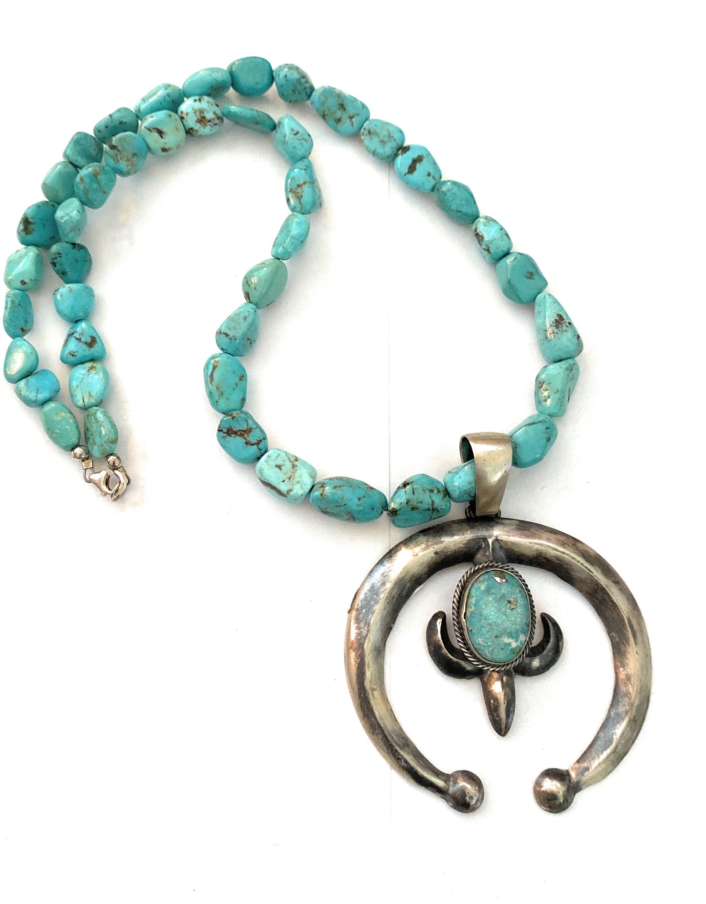 Handcrafted Sterling Silver & Turquoise Beaded Naja Necklace by Paul Livingston