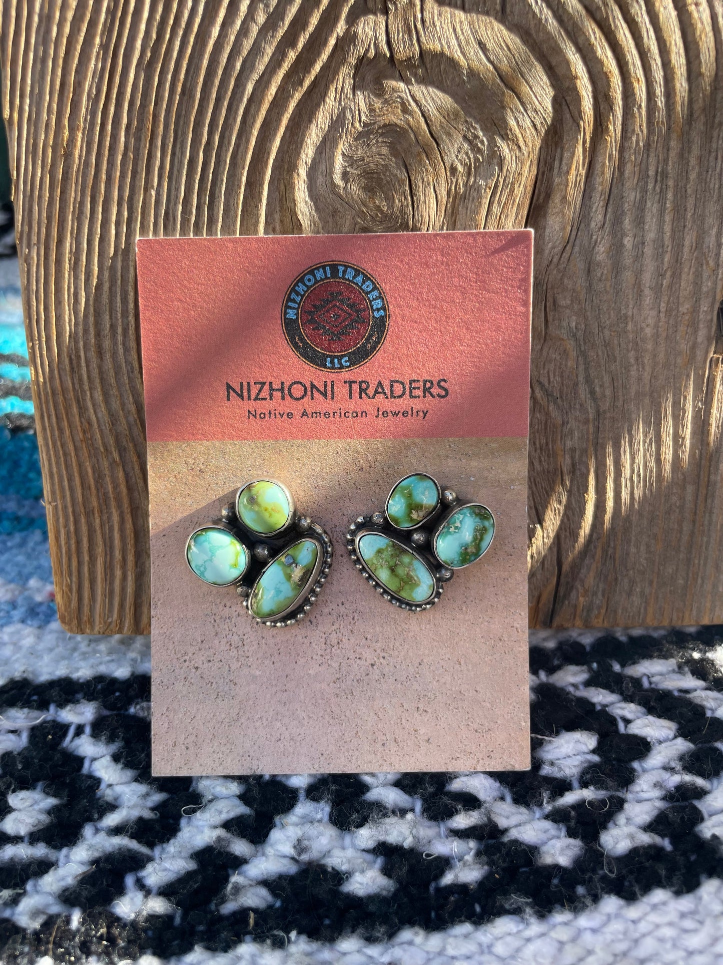 Sheila Becenti Handcrafted Sterling Silver Sonoran Mountain Turquoise Necklace & Earring Set