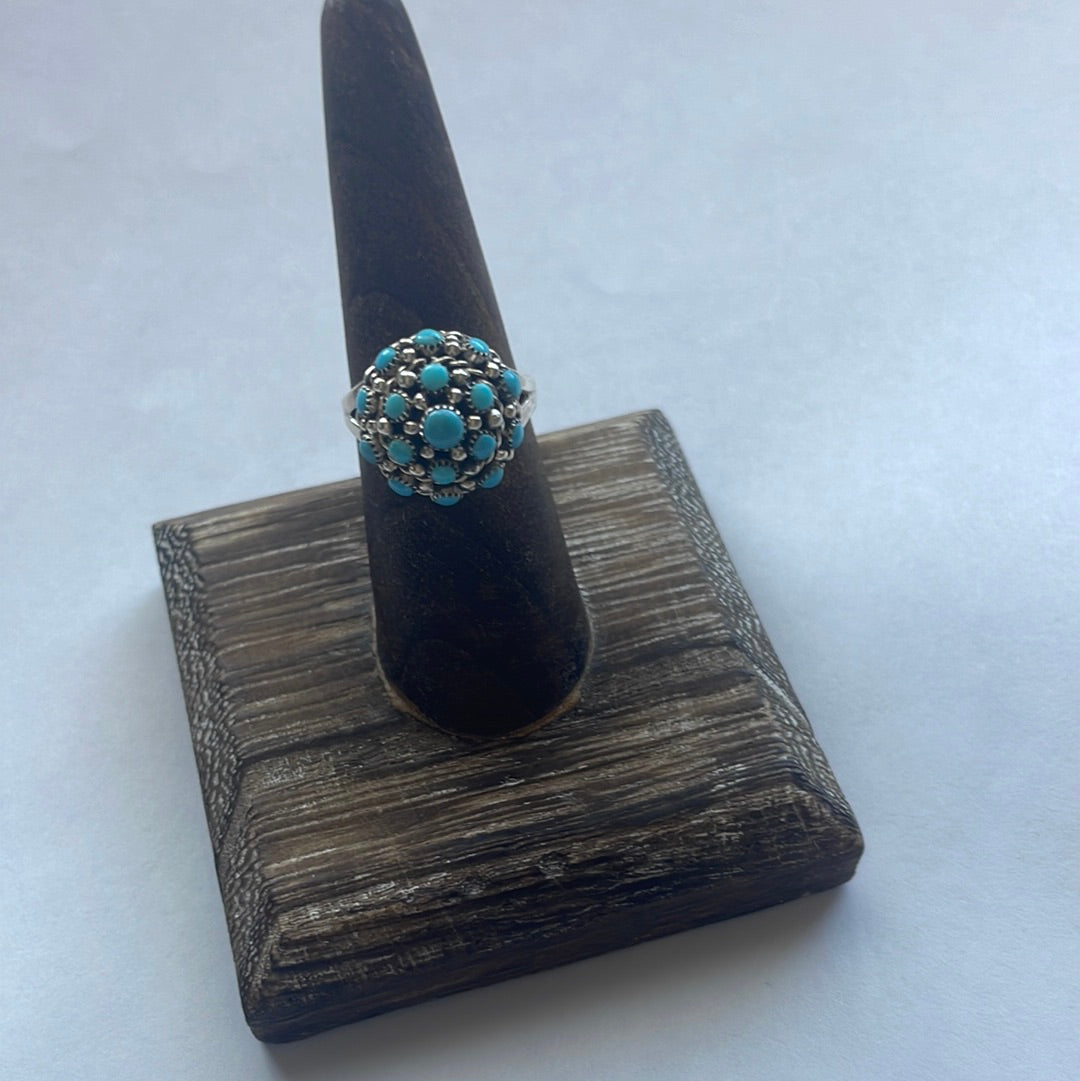 Handcrafted Sterling Silver & Turquoise Cluster Ring
