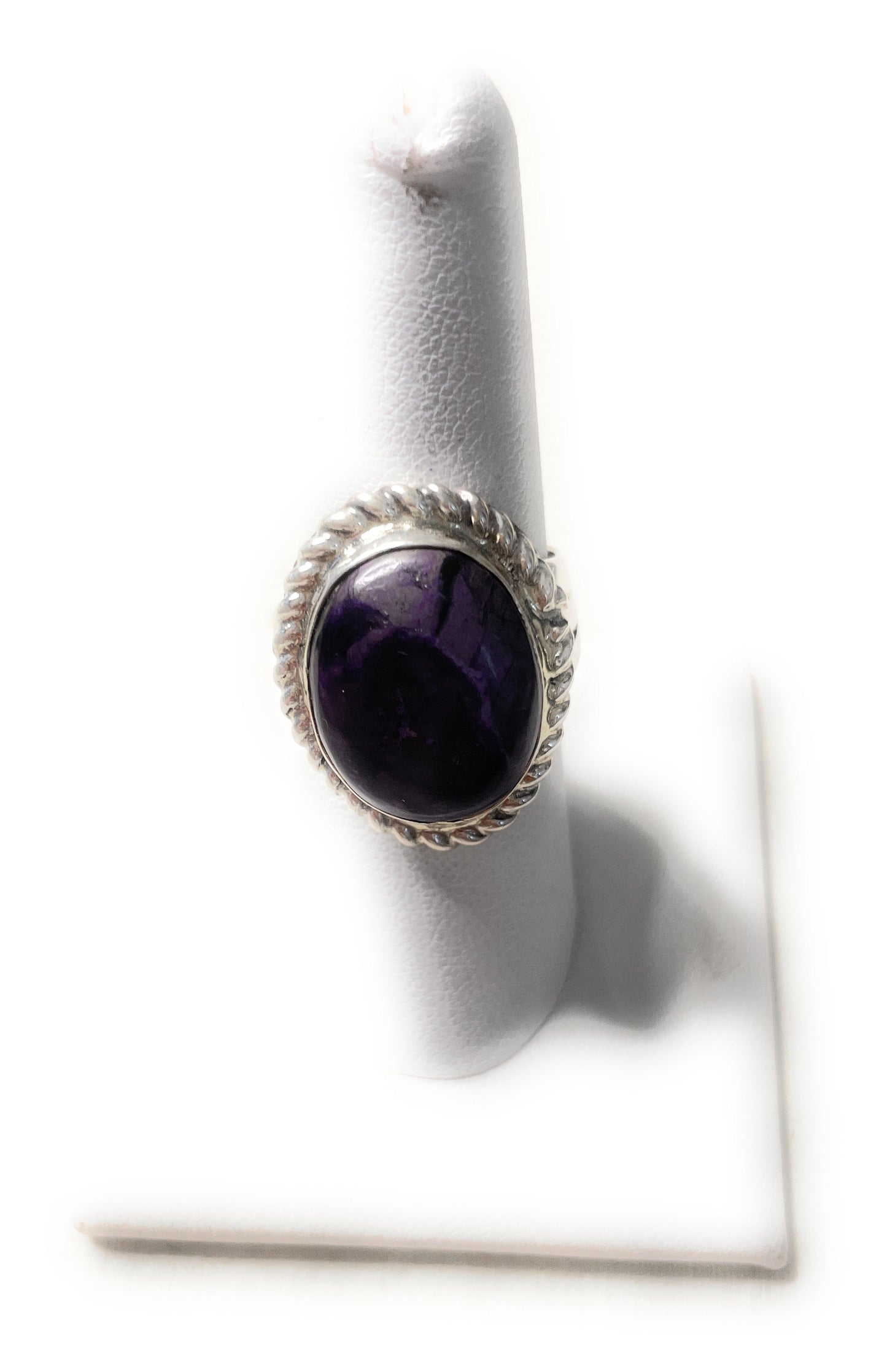 Old Pawn Handcrafted Sterling Silver & Charorite Ring Size 7.5